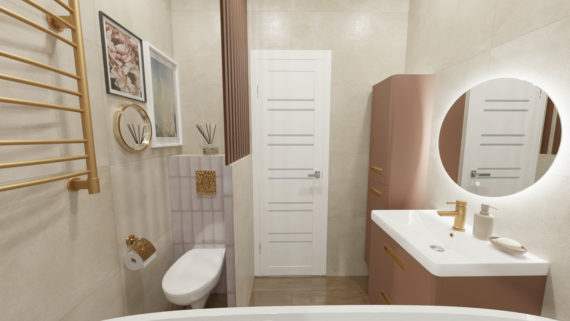 Современная ванная с панорамным окном 3