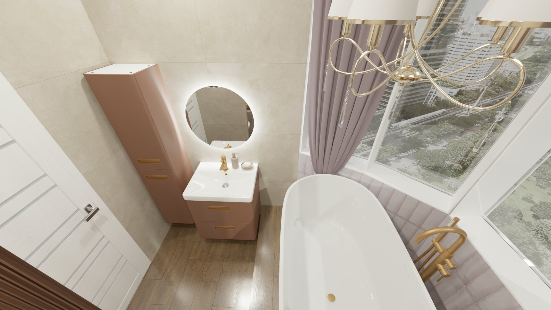 Современная ванная с панорамным окном 5