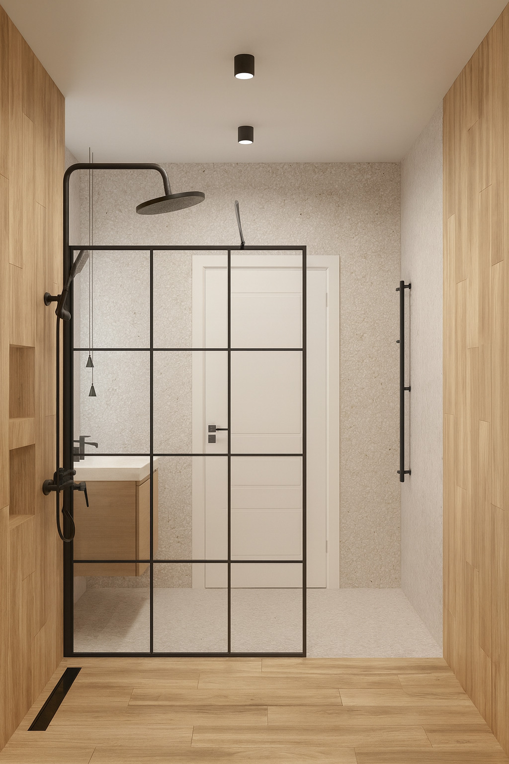 Минималистичный дизайн ванной в природных оттенках 1