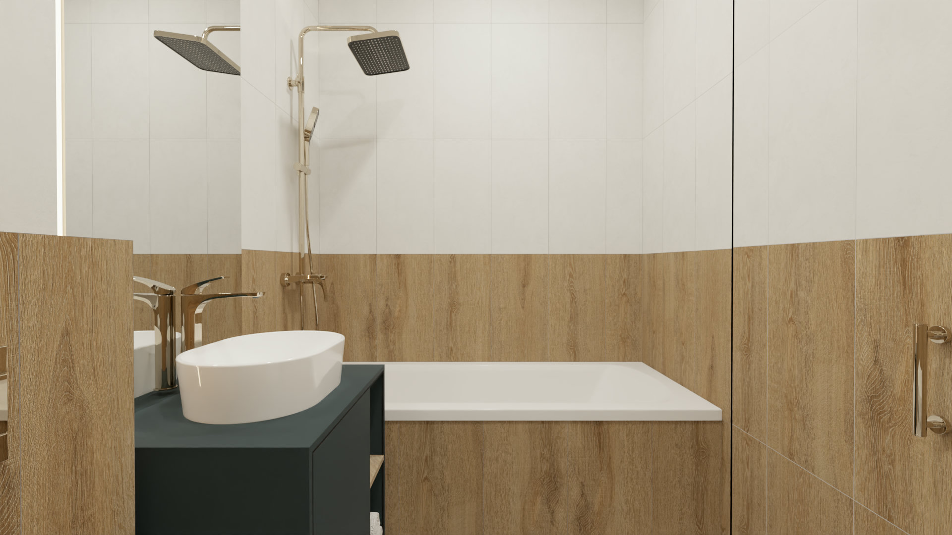 Ванная комната в стиле минимализм с коричневыми акцентами 2