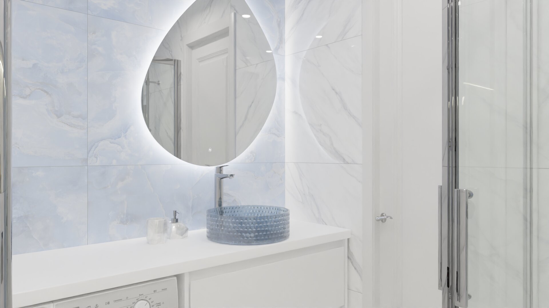 Маленькая ванная в нежных опаловых оттенках 2