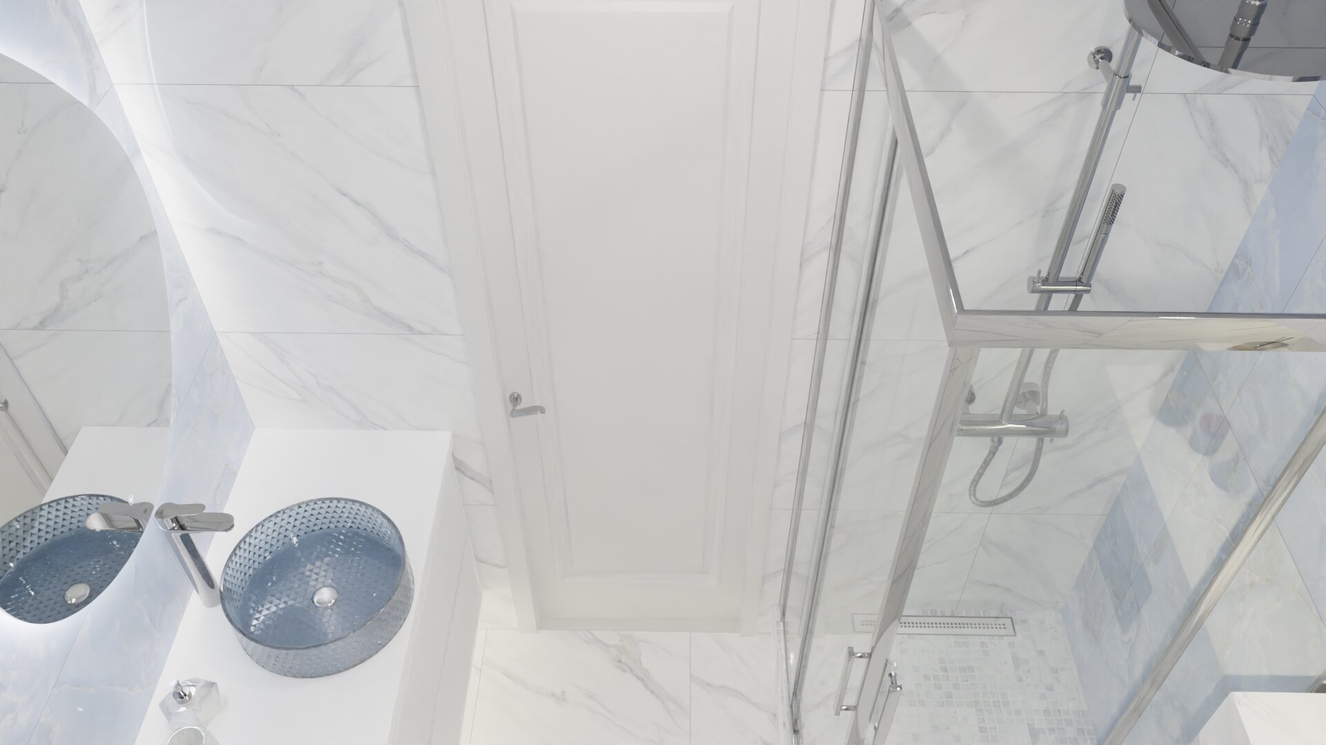 Маленькая ванная в нежных опаловых оттенках 3