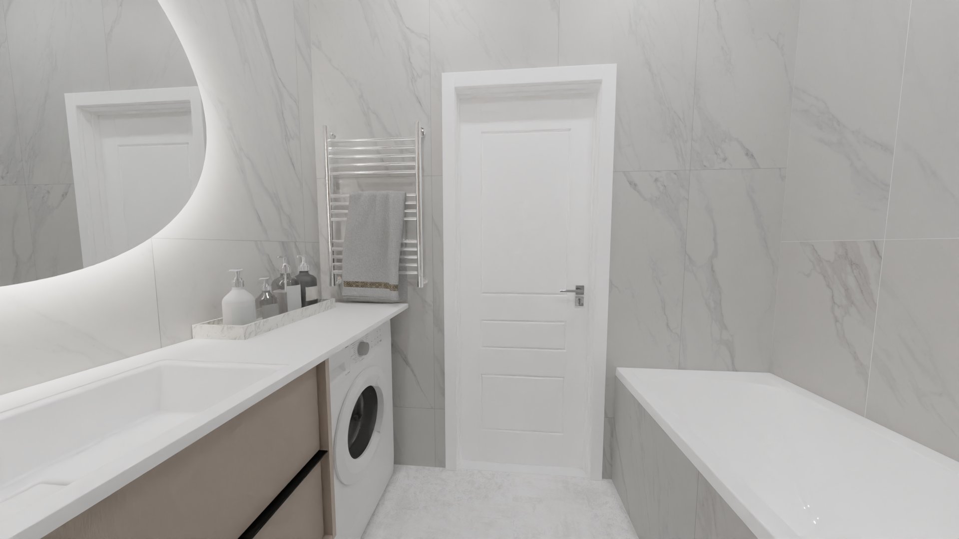 Ванная комната в белом мраморе 2 Ванная комната в белом мраморе 2