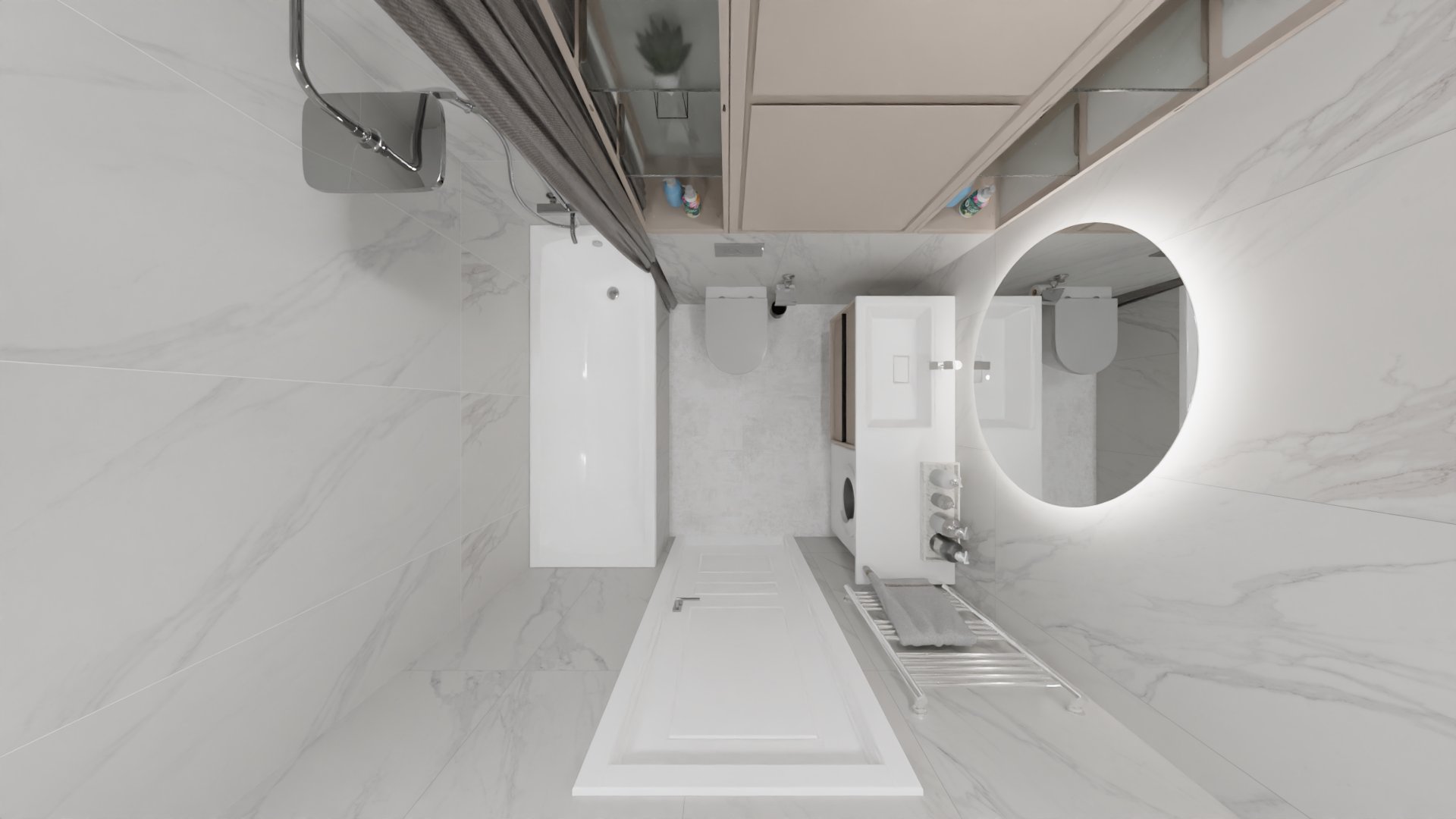 Ванная комната в белом мраморе 3 Ванная комната в белом мраморе 3