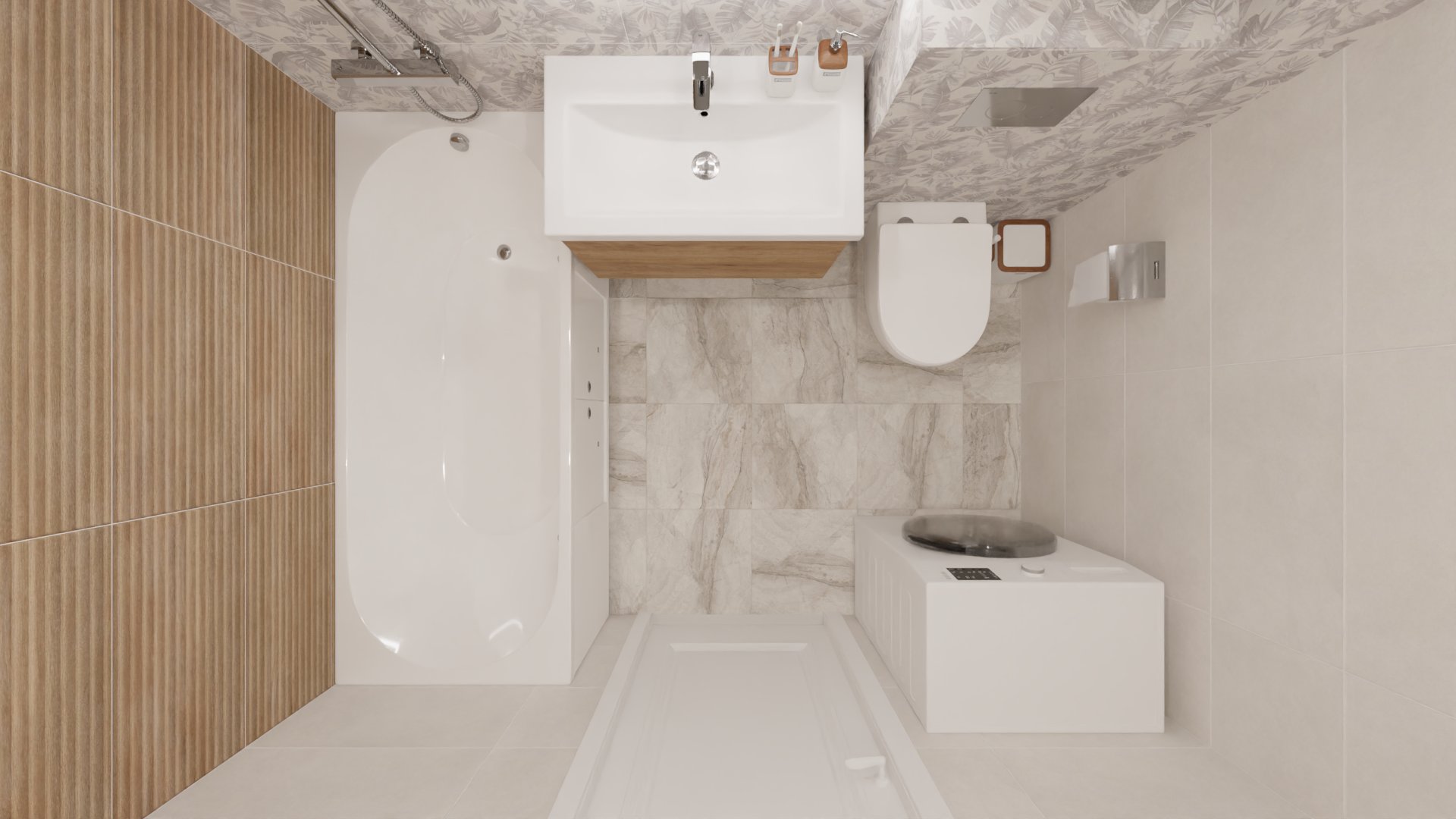 Уютная ванная в натуральных тонах 3