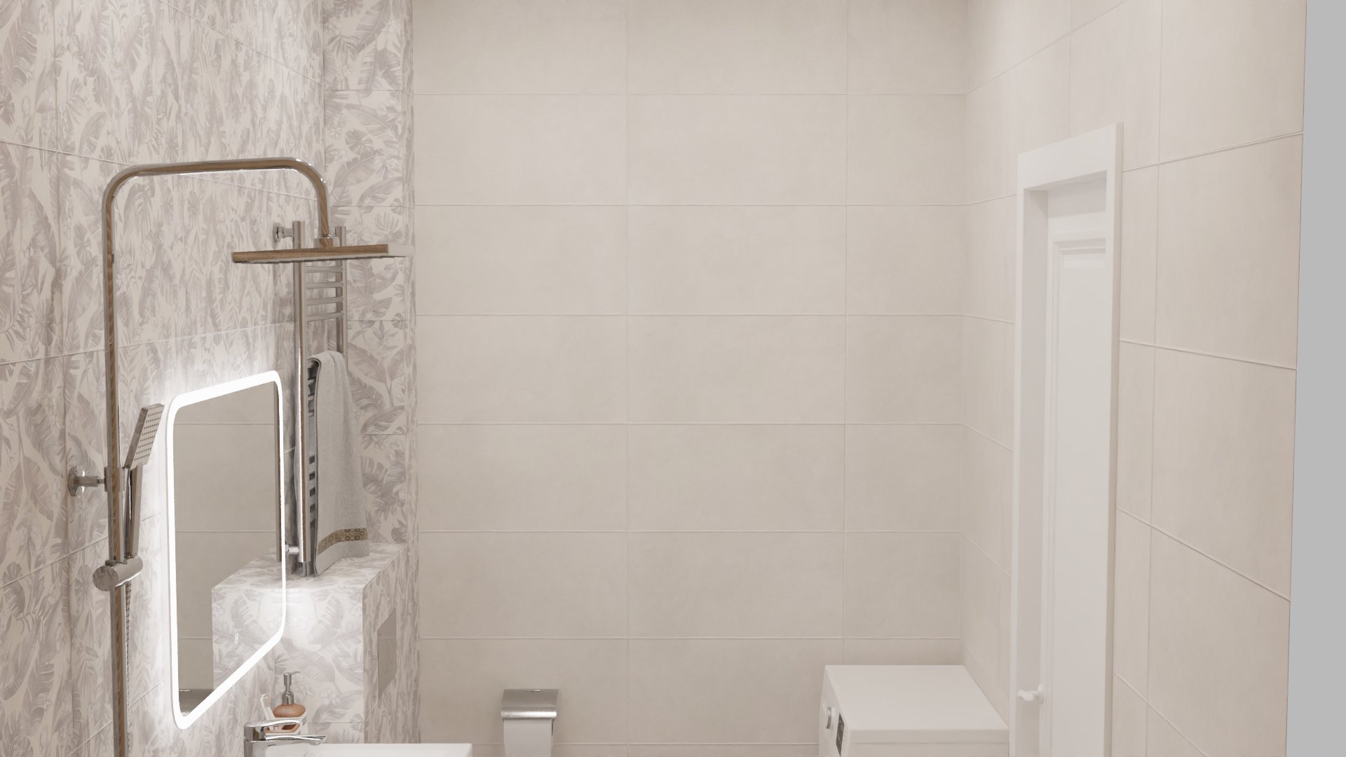 Уютная ванная в натуральных тонах 5