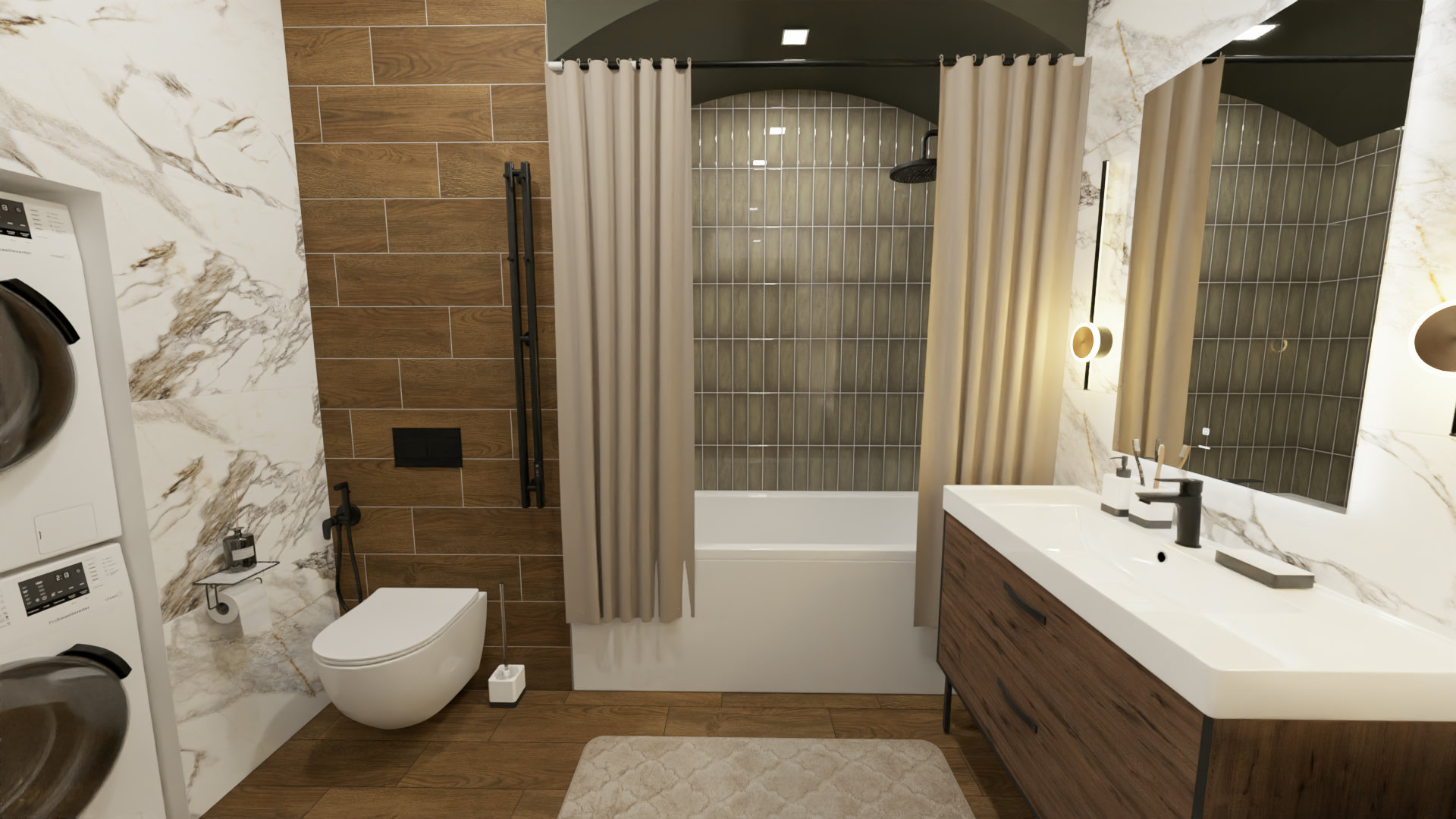 Ванная в стиле кантри в натуральных оттенках