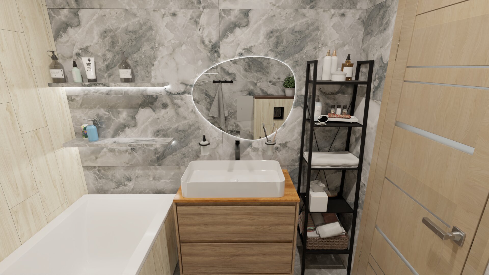 Ванная комната с оптимизированным пространством для небольших квартир Ванная комната с оптимизированным пространством для небольших квартир