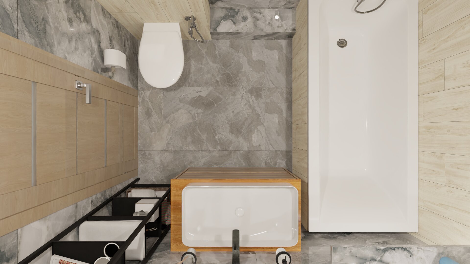 Ванная комната с оптимизированным пространством для небольших квартир 1 Ванная комната с оптимизированным пространством для небольших квартир 1