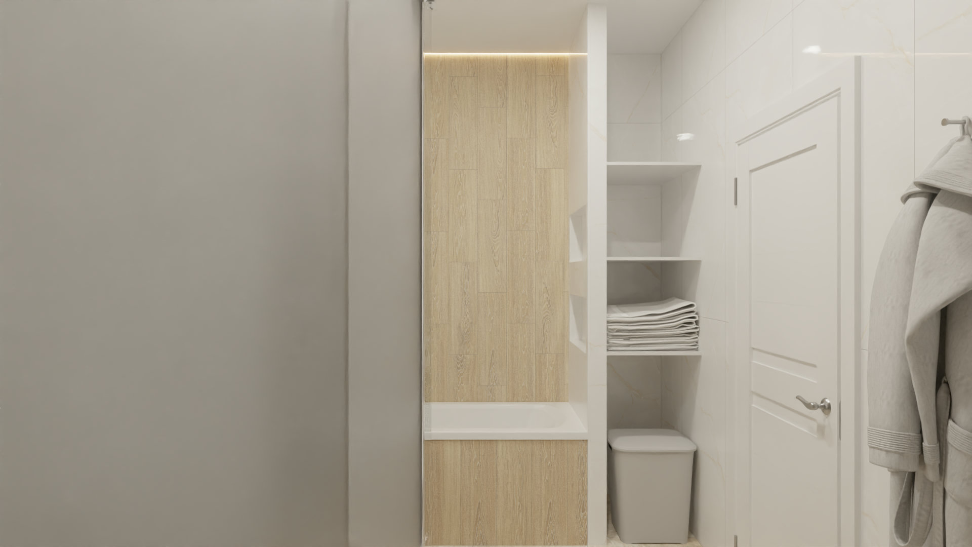 Минималистичная ванная в бежевых тонах 3