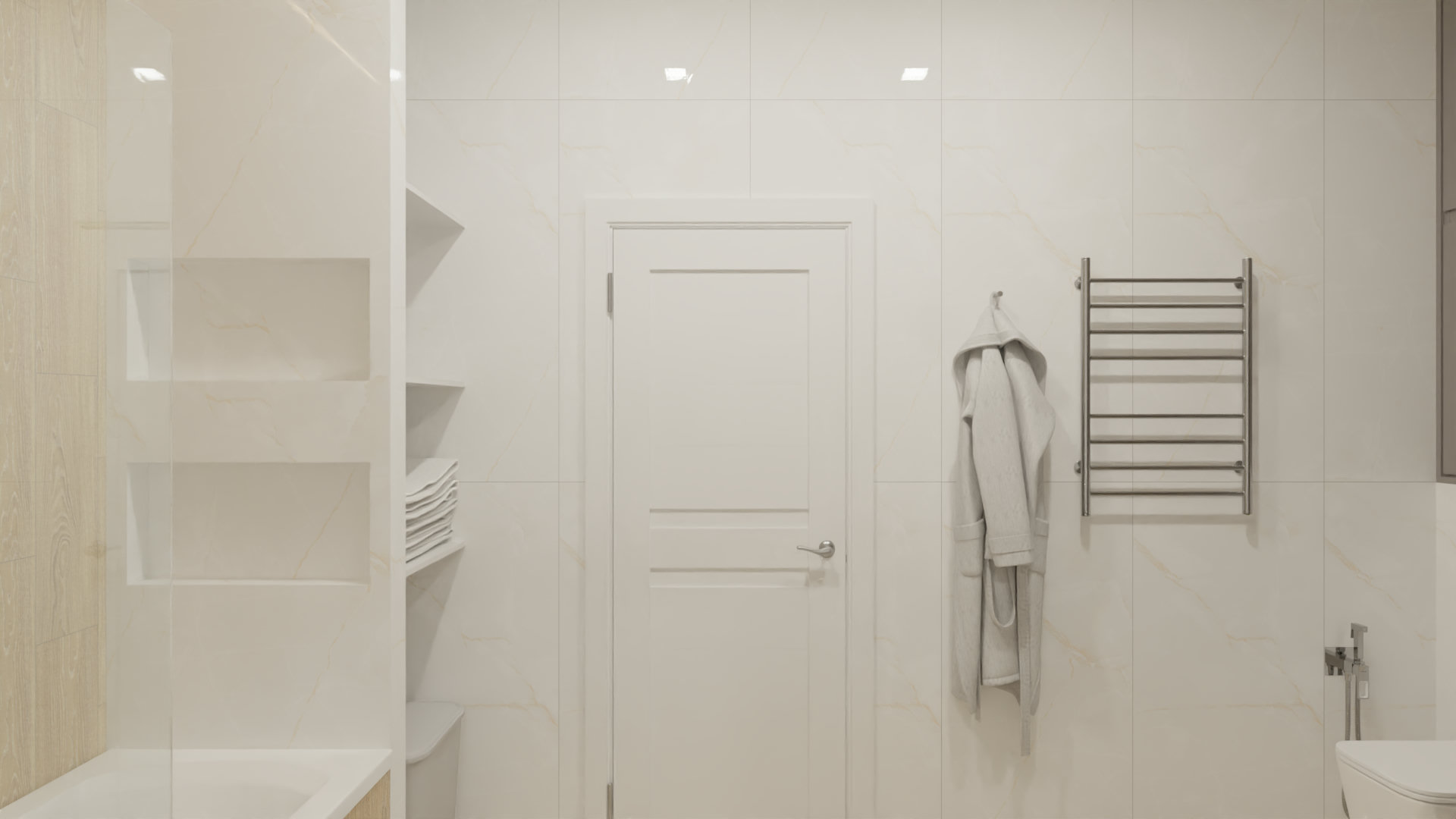 Минималистичная ванная в бежевых тонах 4