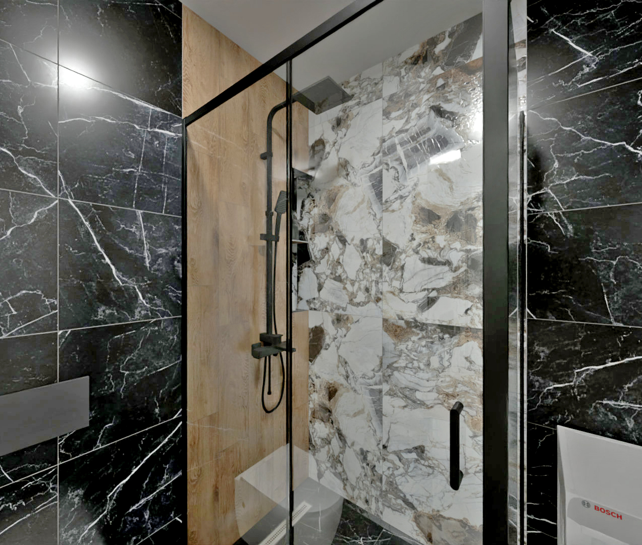 Недорогой эффектный проект ванной комнаты 1