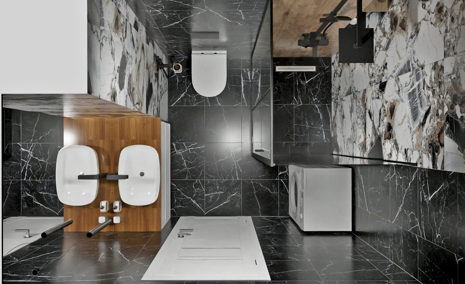 Недорогой эффектный проект ванной комнаты 4