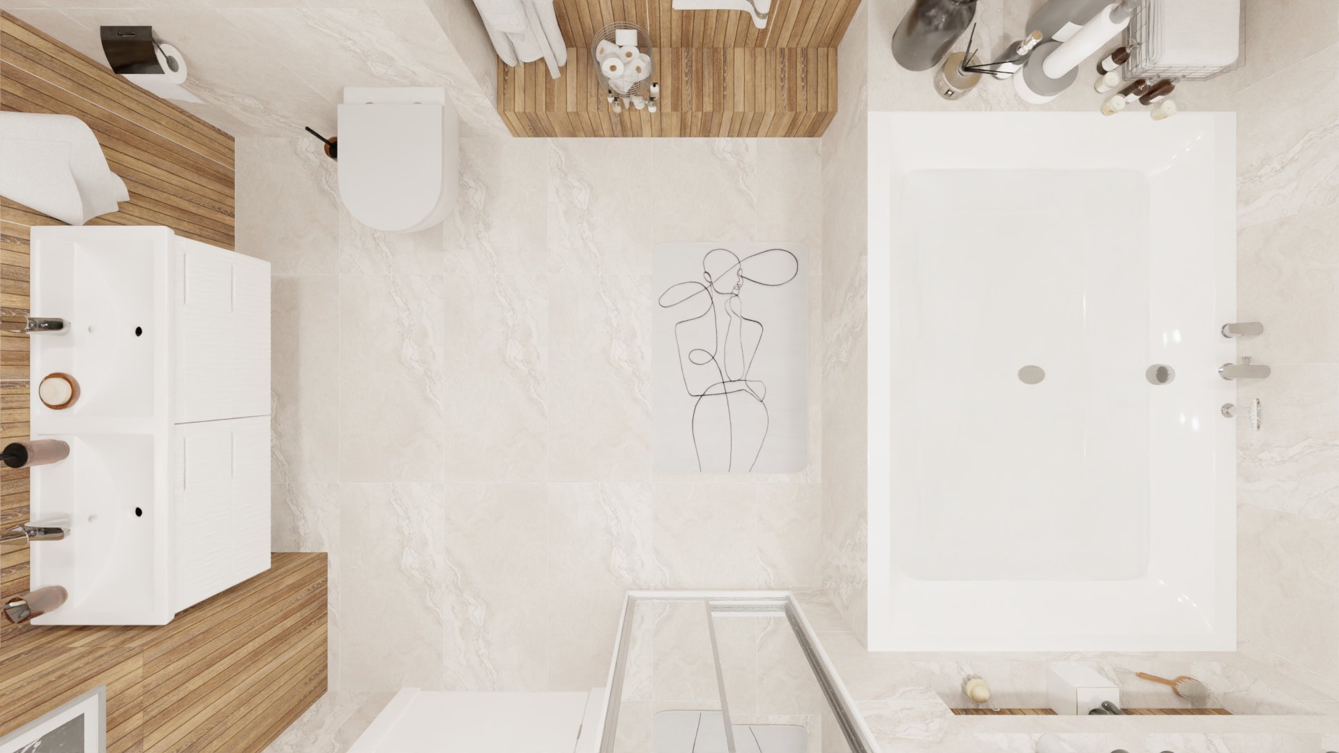 Мансардная ванна в природном стиле 2