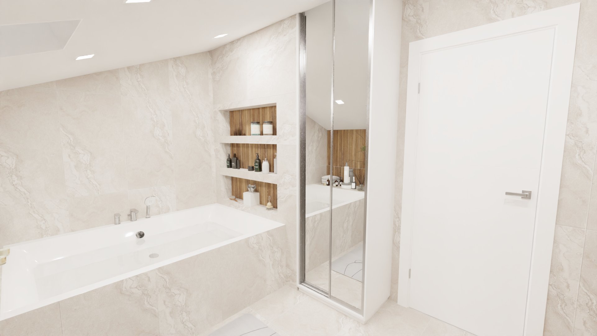 Мансардная ванна в природном стиле 3