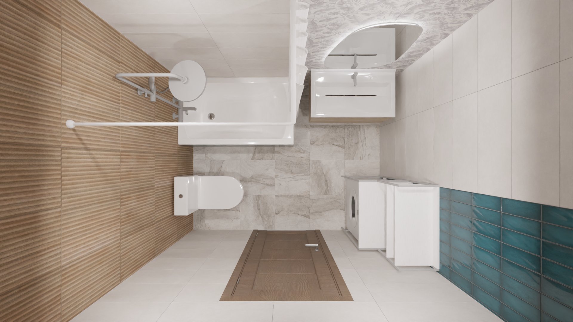 Небольшой уютный санузел в бохо-стиле 1