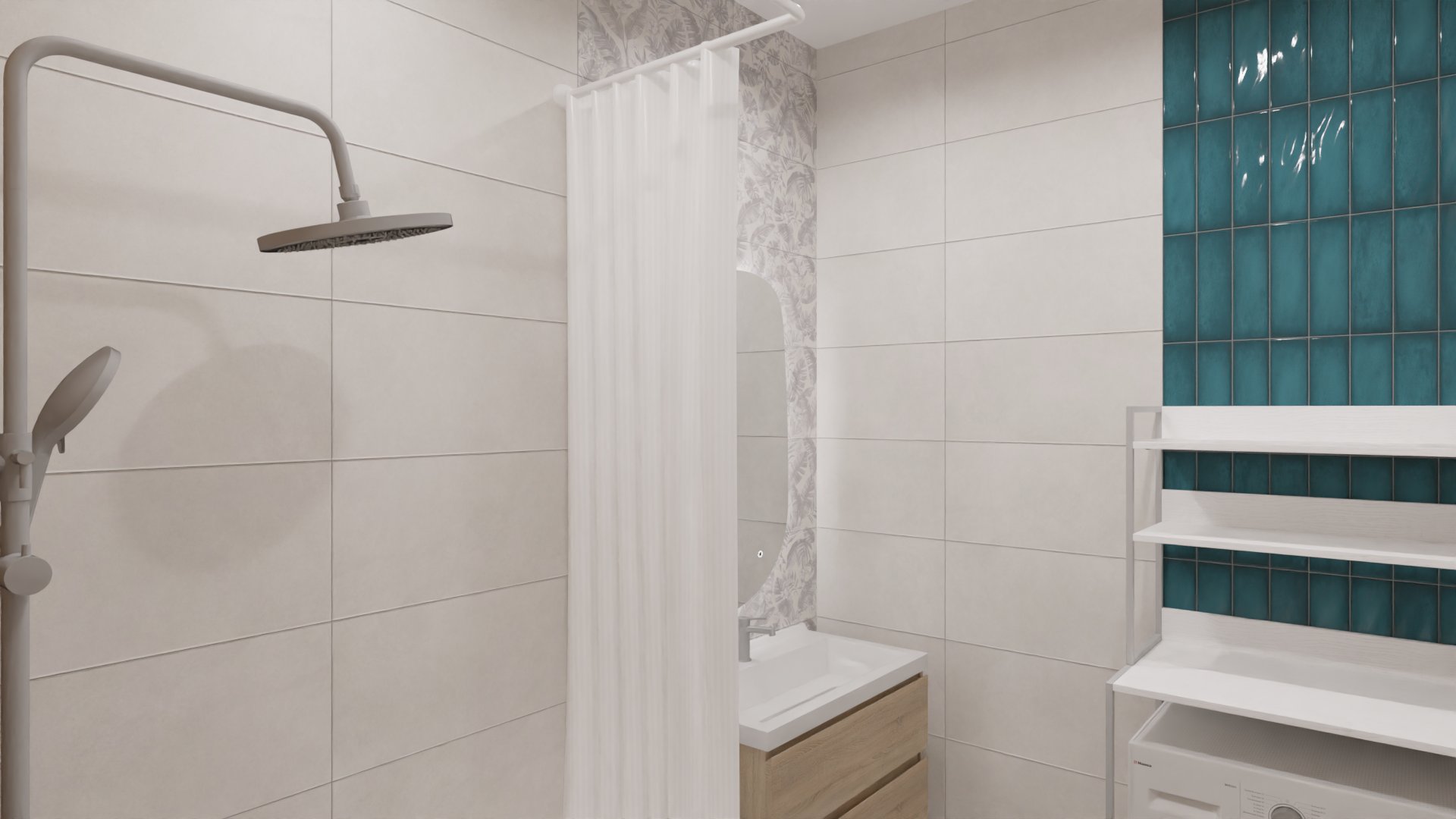 Небольшой уютный санузел в бохо-стиле 2