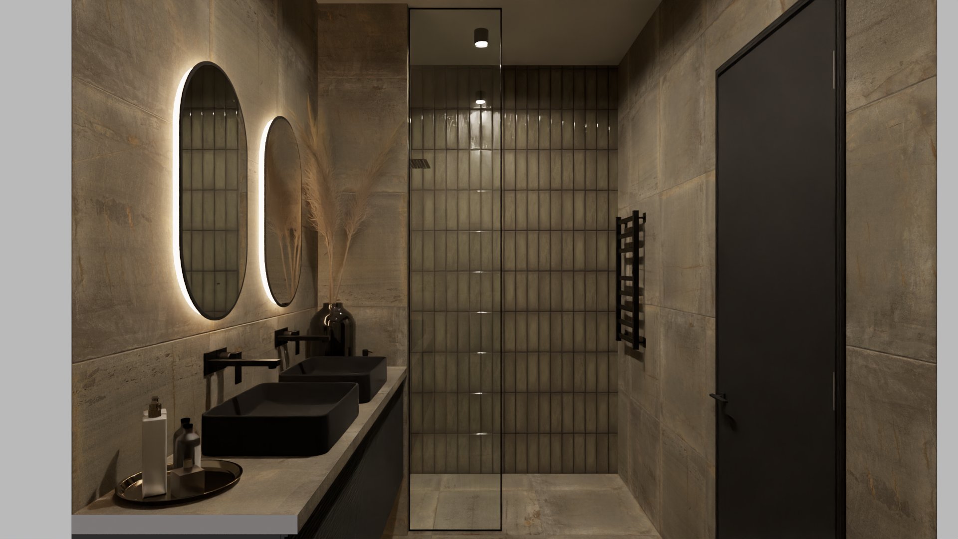 Необычная ванная комната в коричневых оттенках для создания оригинальности