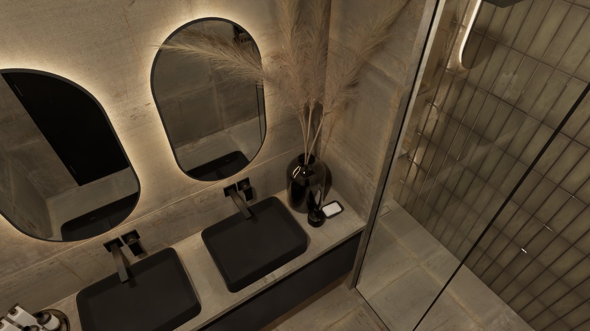 Необычная ванная комната в коричневых оттенках для создания оригинальности 1