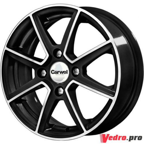 Колесный диск Carwel Каппа 101 5.5x14 4x100 ET43 DIA60.1 Чёрный с полированной лицевой частью