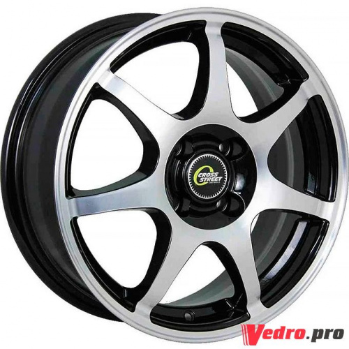 Колесный диск CROSS STREET CR-15 5.5x14 4x98 ET35 DIA58.6 Черный с полированным ободом