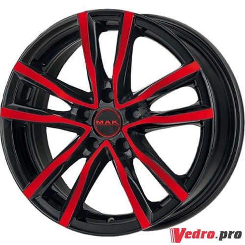 Колесный диск MAK Milano 6.5x16 5x112 ET45 DIA76 Чёрный с красной лицевой частью
