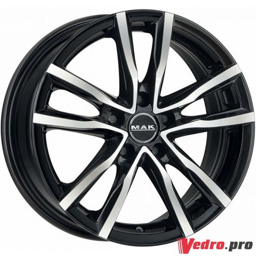 Колесный диск MAK Milano 7x17 5x112 ET42 DIA76 Чёрный глянцевый с полированной лицевой частью