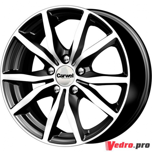 Колесный диск Carwel Бекан 126 6.5x15 5x108 ET43 DIA67.1 Чёрный с полированной лицевой частью
