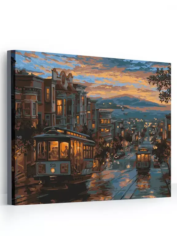 Вечерний город Картина по номерам на холсте 40х50