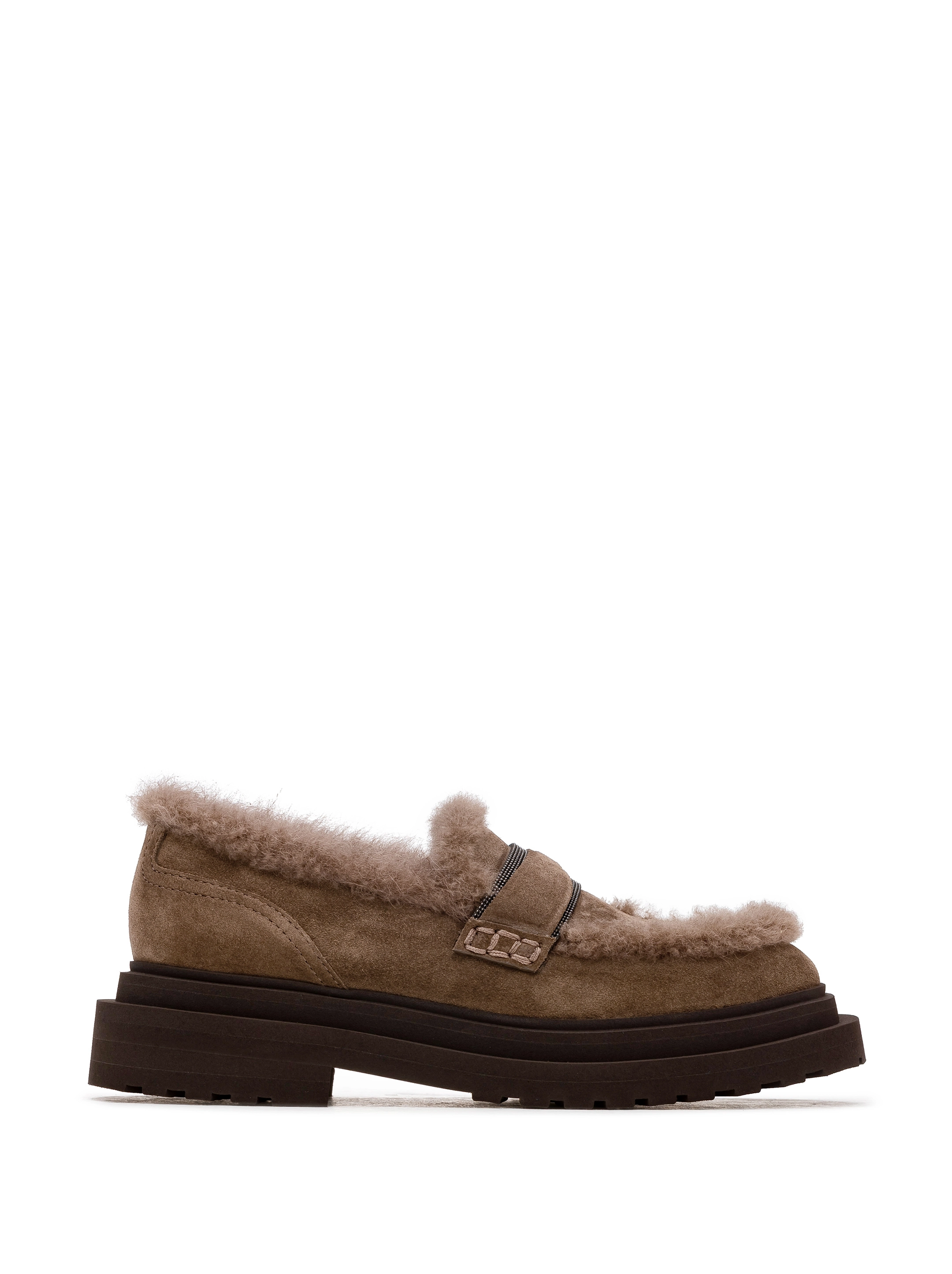 Brunello Cucinelli women's Suede loаfers with monil chain - buy