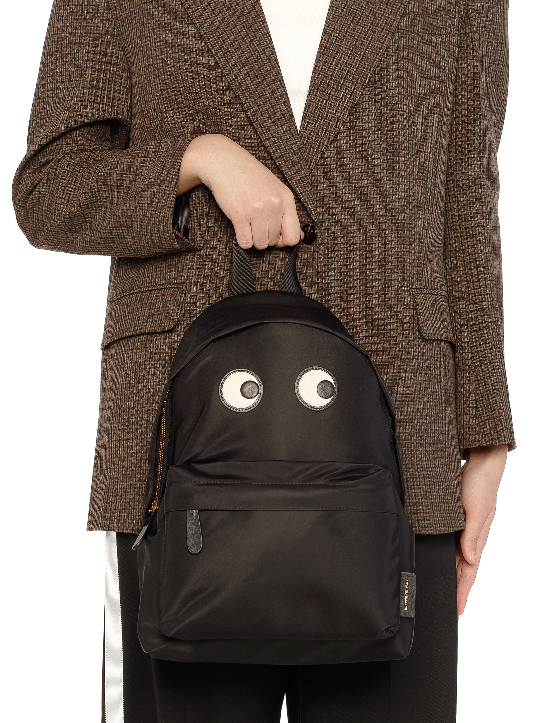 anya hindmarch eyes leather backpack and more Eyes Crossbody Bag in Black