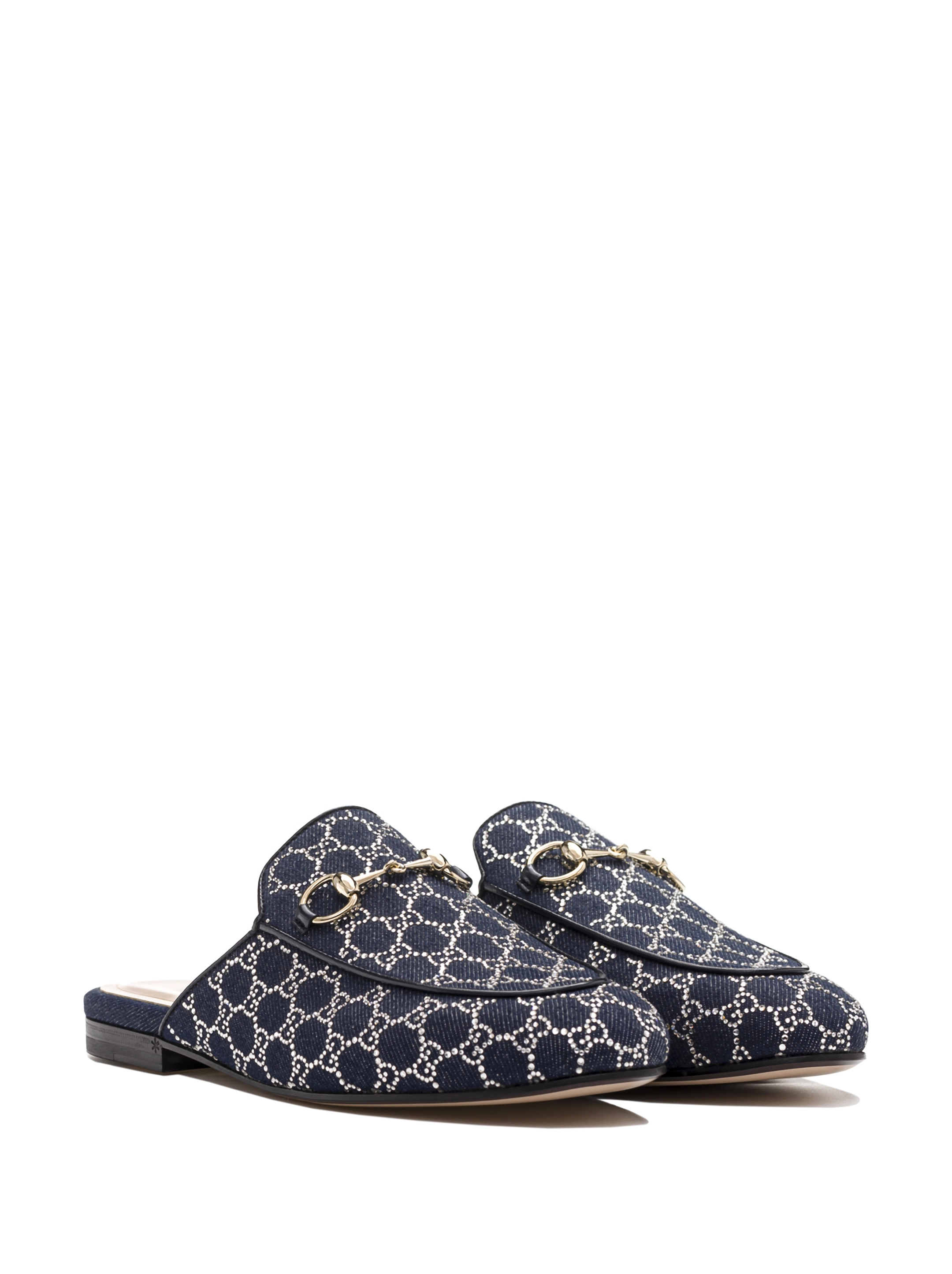 Gucci women's GG denim mules with rhinestones - buy for 928200 KZT