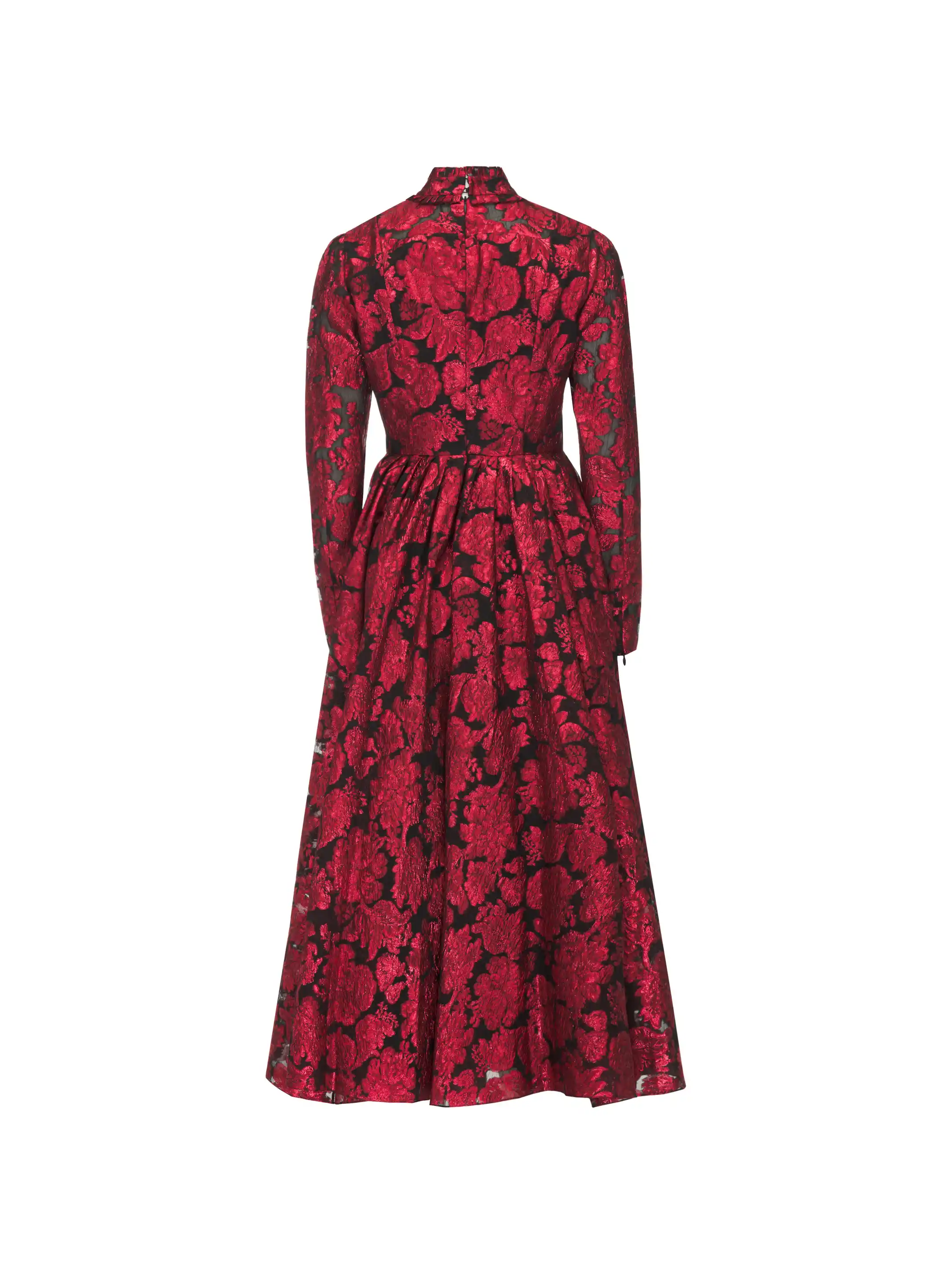 open lace back dress Floral Embroidered Tiered Midi Dress