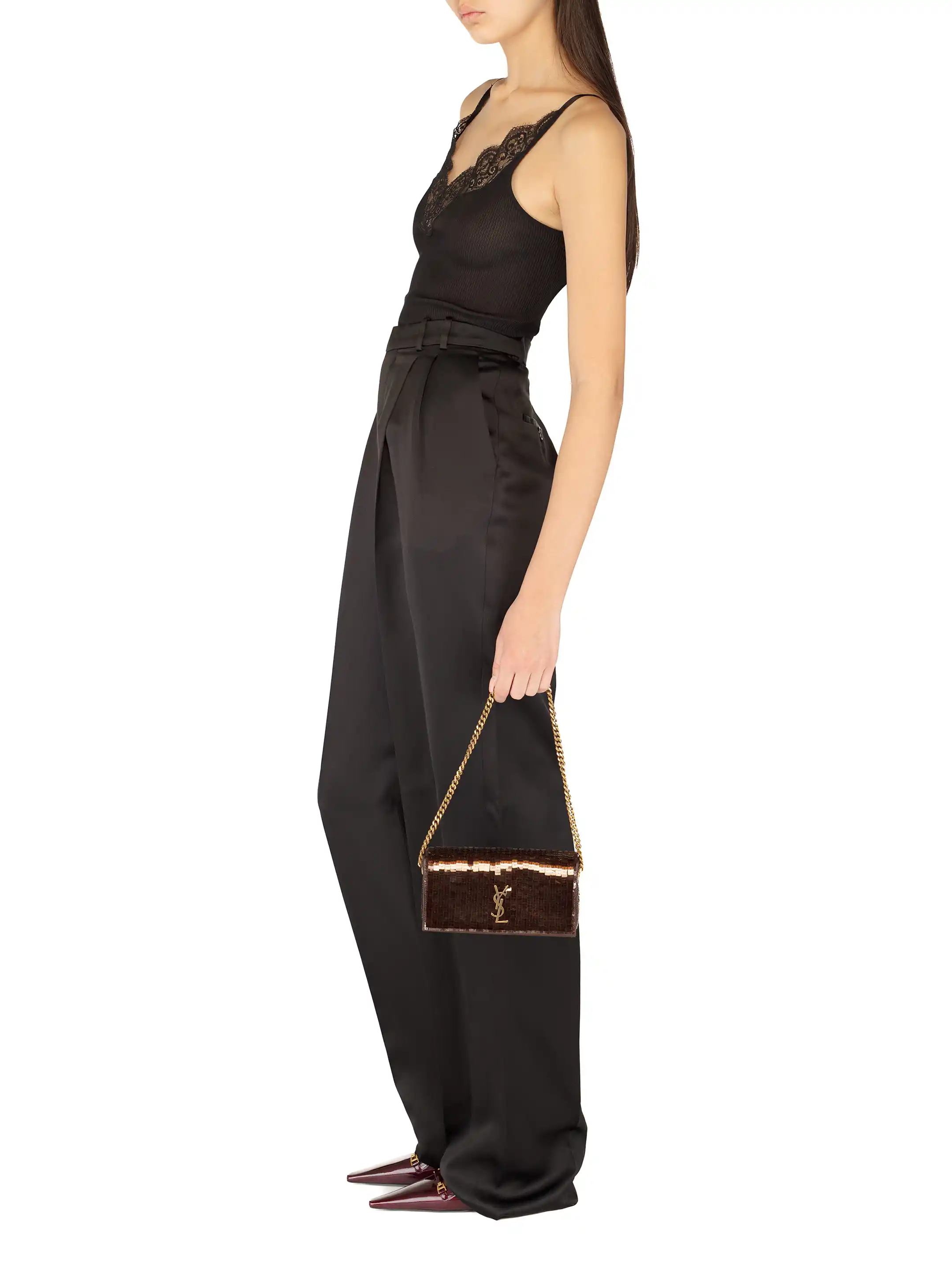 Saint Laurent women's Satin wide-leg pants - buy for 1346900 KZT