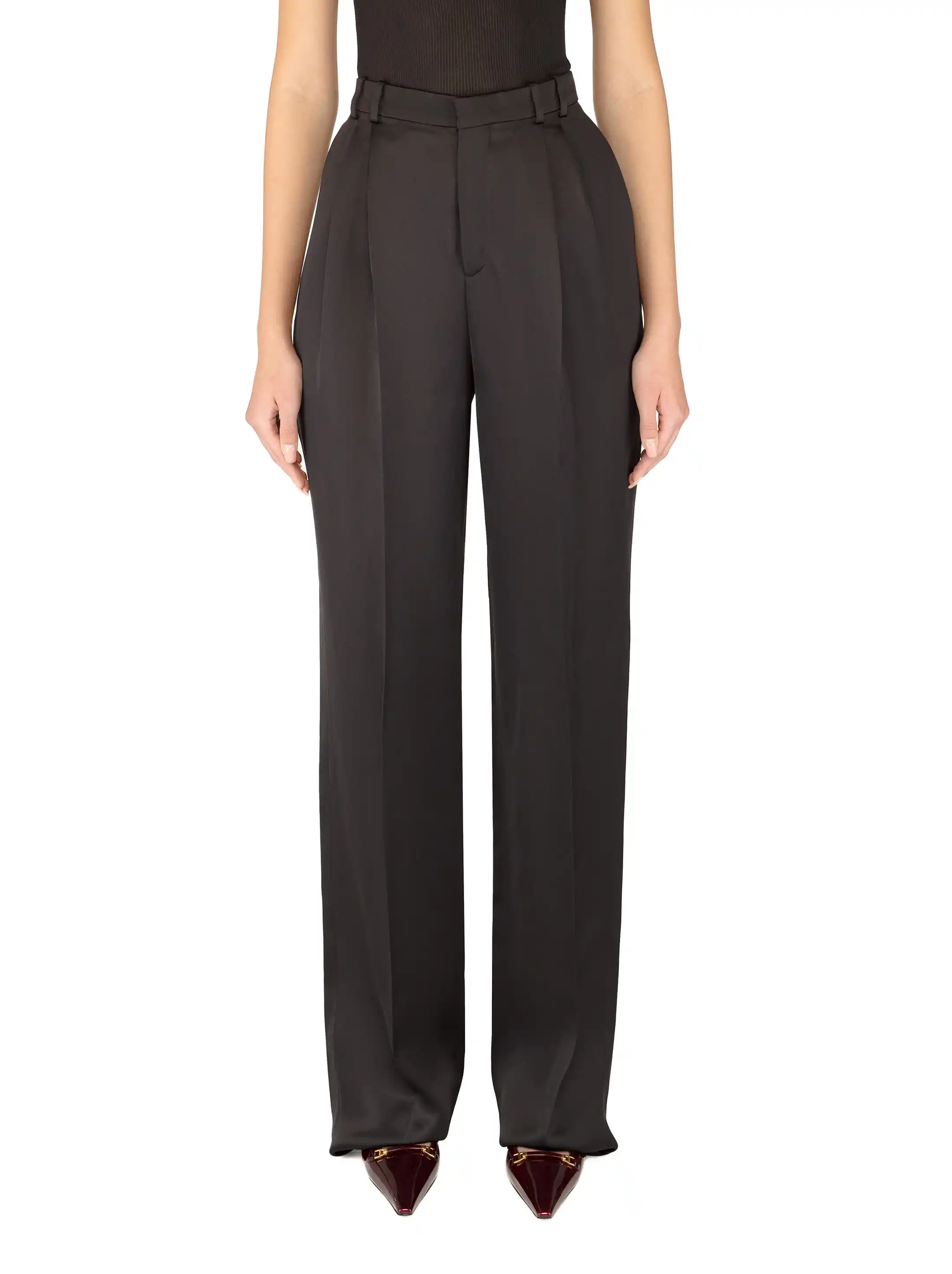 パンツ Saint Laurent SS24 HIGH WAIST PANTS 42 Saint Laurent women's Satin wide-leg pants - buy for 1346900 KZT
