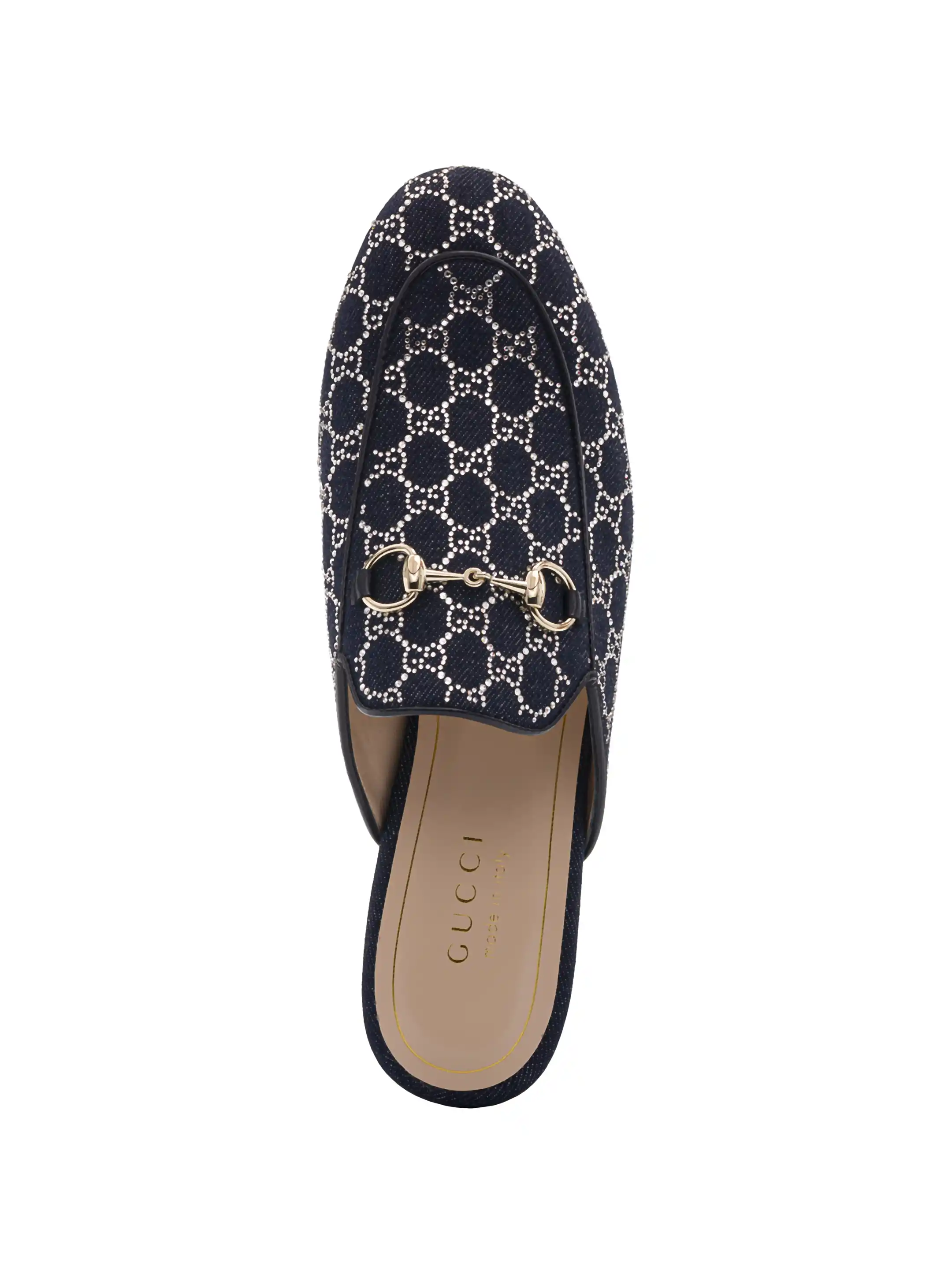 Gucci women's GG denim mules with rhinestones - buy for 928200 KZT