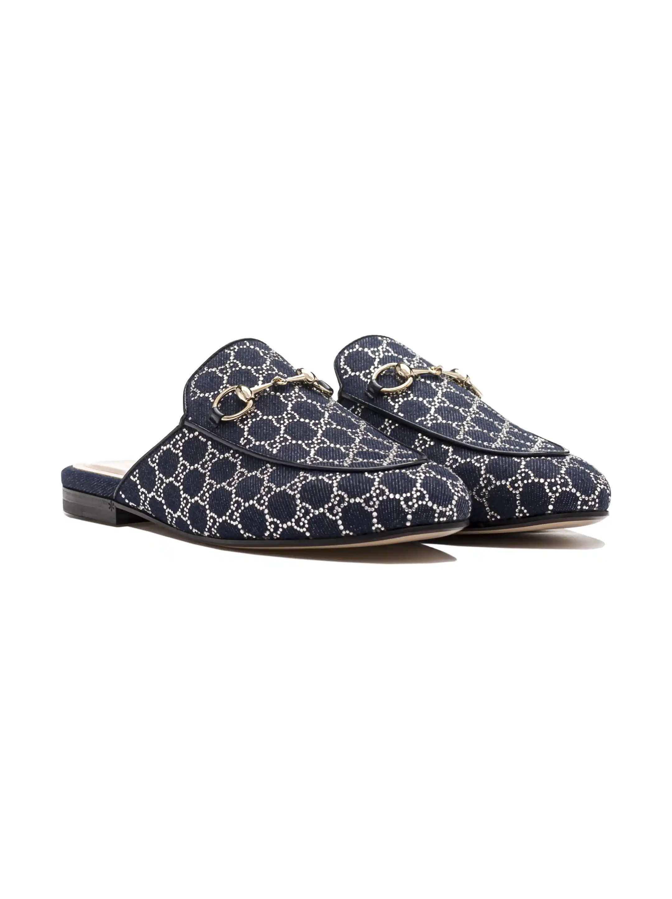 Gucci women's GG denim mules with rhinestones - buy for 928200 KZT