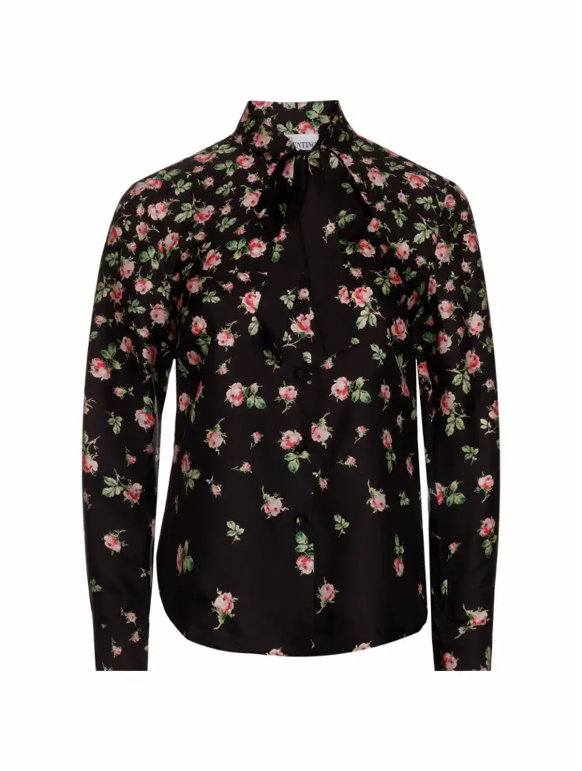 Red Valentino Silk hotsell Floral Print Lace Trim Blouse, magenta size 2