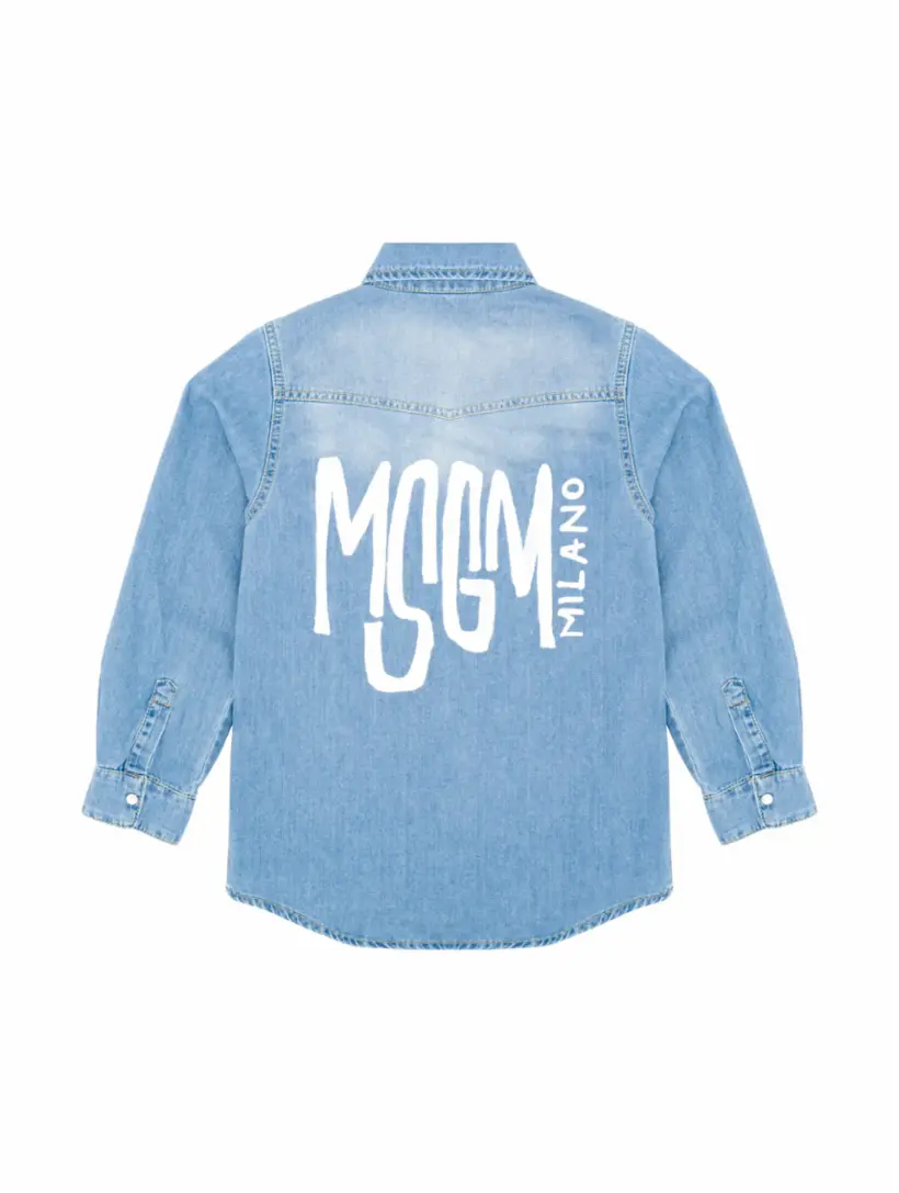 MSGM デニムシャツ（MSGM Faded Blue Denim Shirt – Retro Designer Wear）