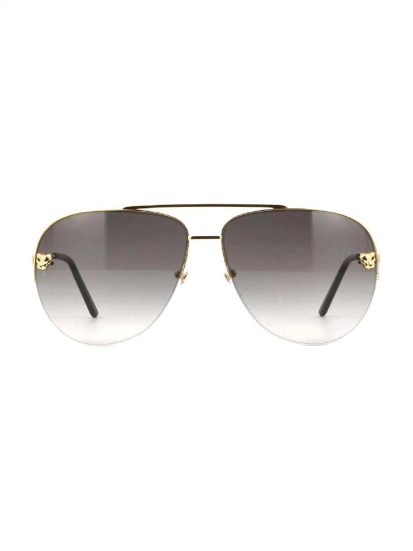 CRESW00454 - Panthère de Cartier sunglasses - Smooth and brushed  golden-finish metal, brown lenses with golden flash - Cartier