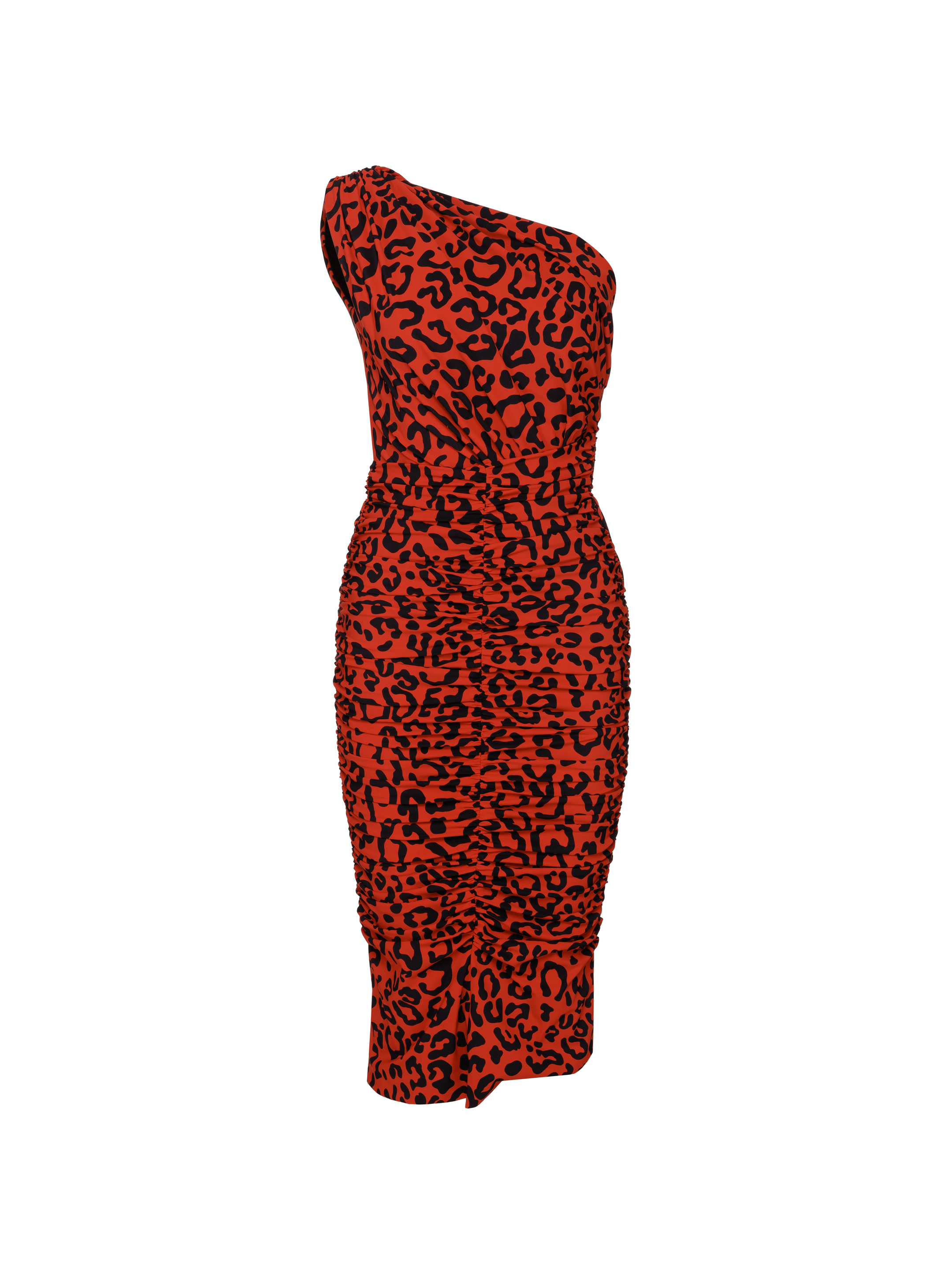 Lavish alice one shoulder midi hot sale wrap dress in leopard print