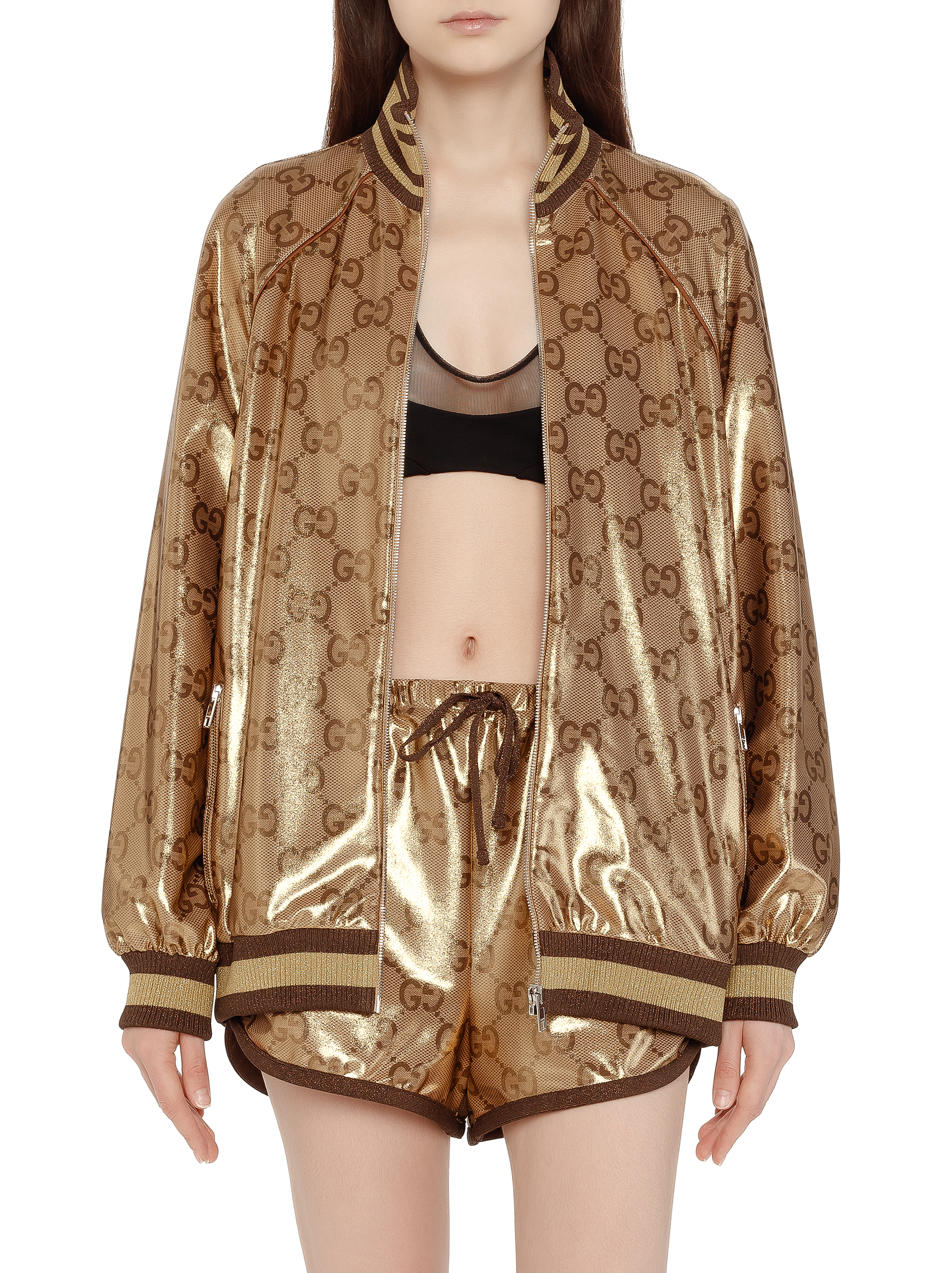 Gucci gold GG Supreme Bomber Jacket