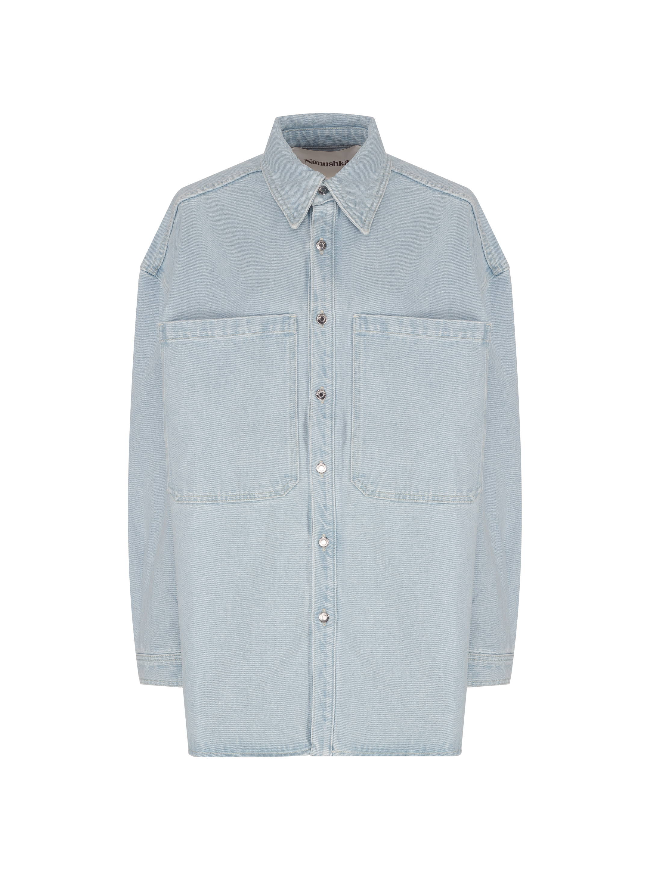 ASOS DESIGN Elbow Sleeve Longline Denim Button-Up Shirt | Nordstrom