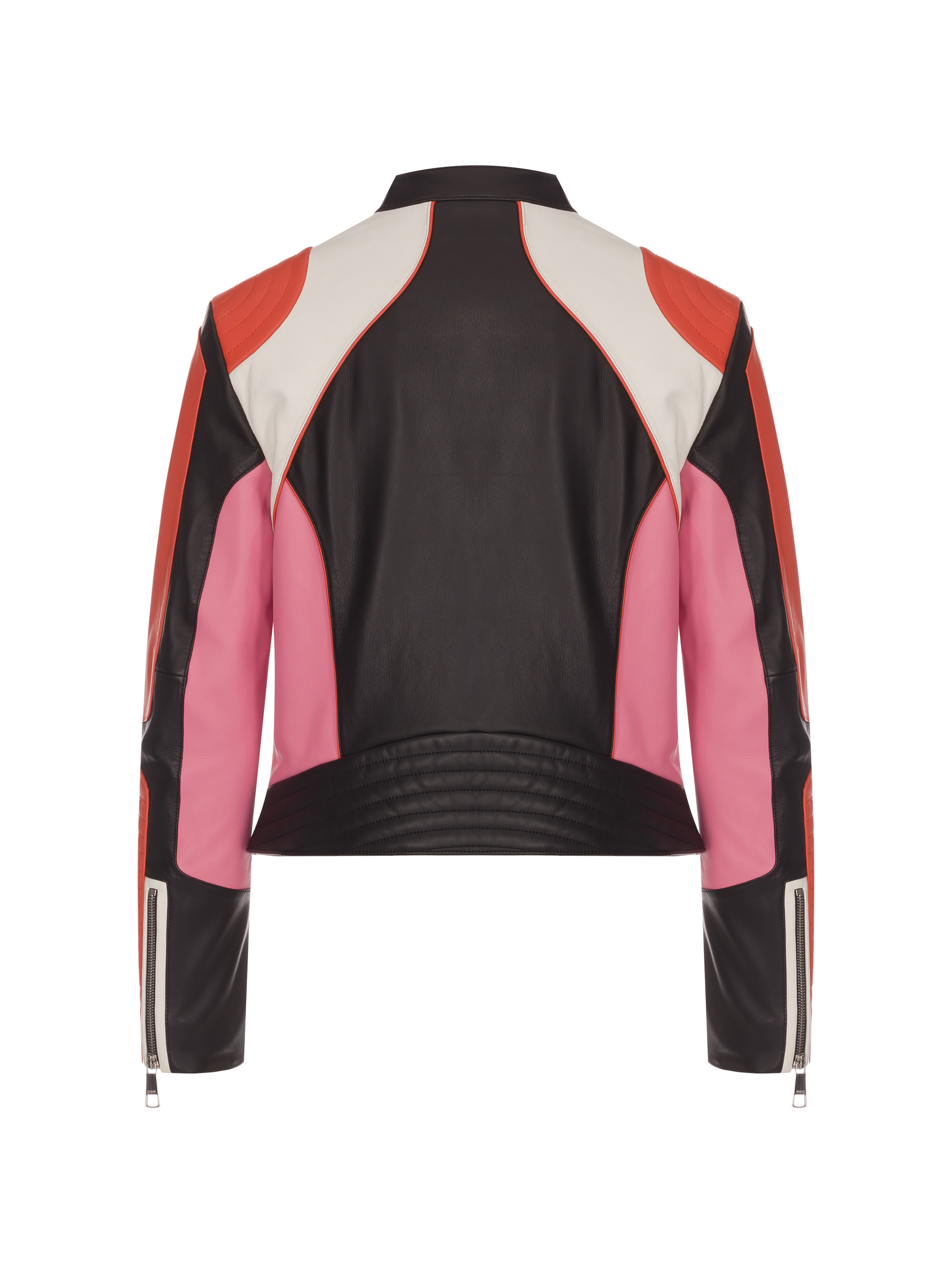 Colour block clearance leather jacket