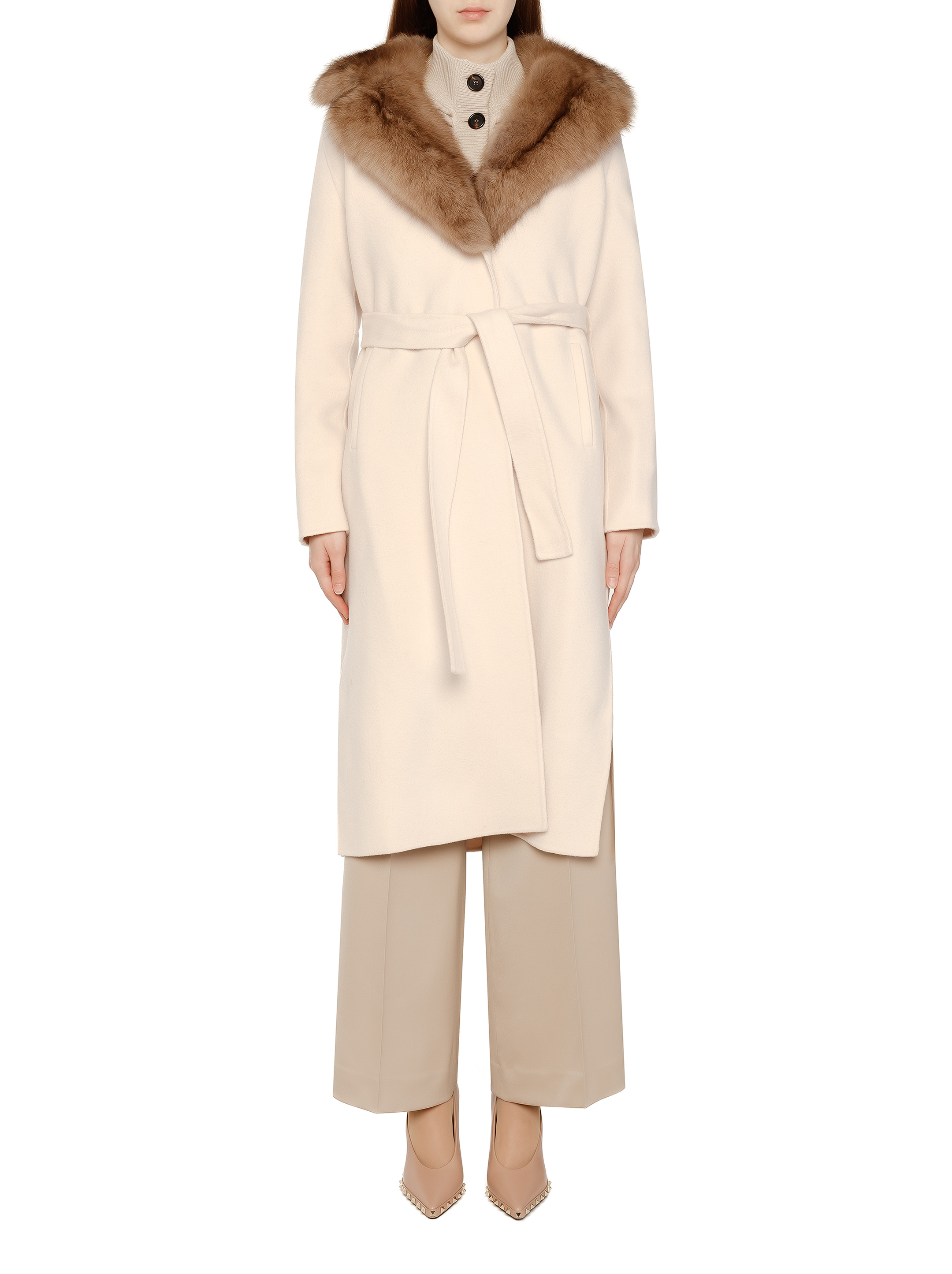 YILON MADE Waistmark eco fur coat ivory