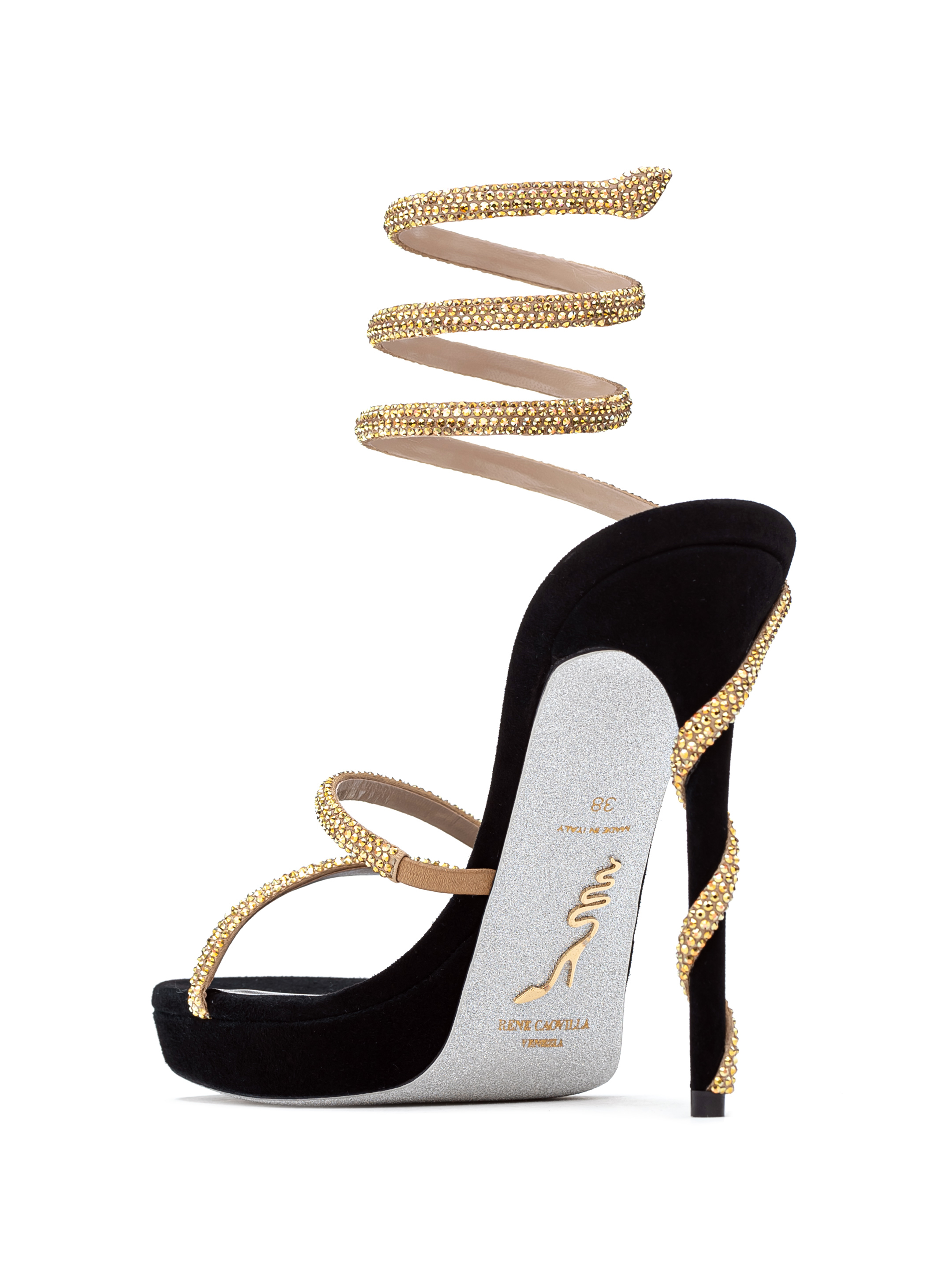 Juniper Metal Gold Sandal 105 Sandals in Gold for Women | Rene Caovilla®