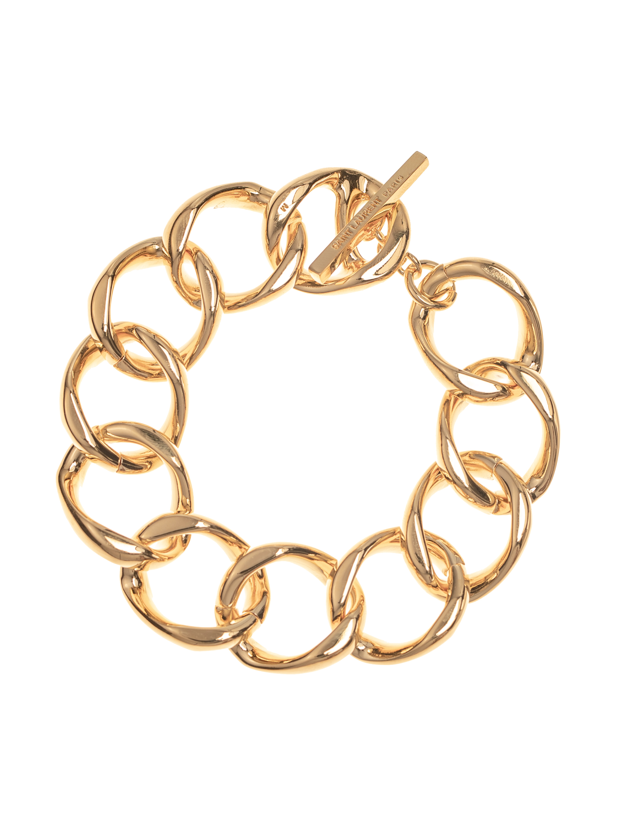 Saint laurent gold logo deals chain bracelet