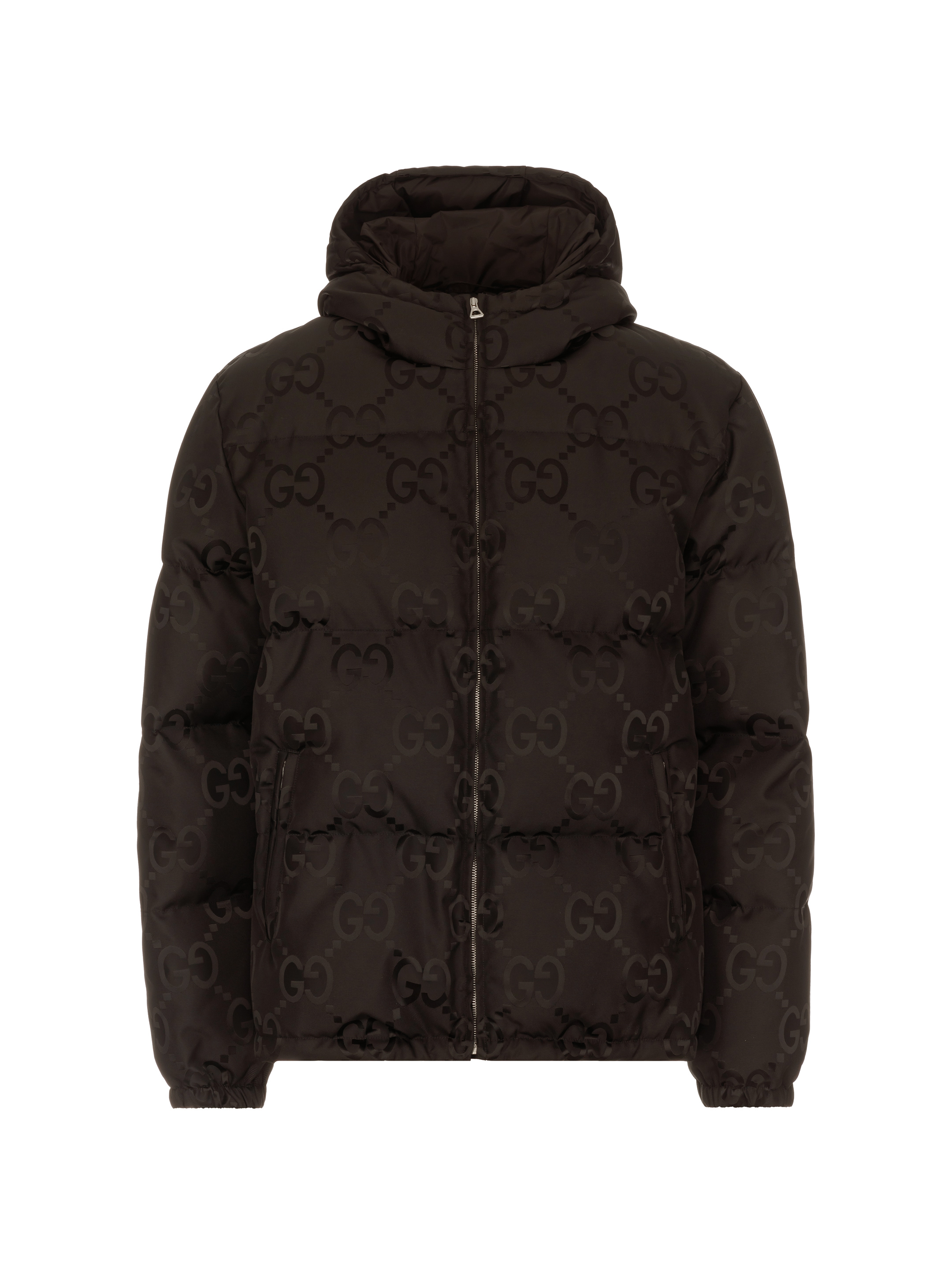 Black GG-trim quilted down coat | Gucci | MATCHES UK