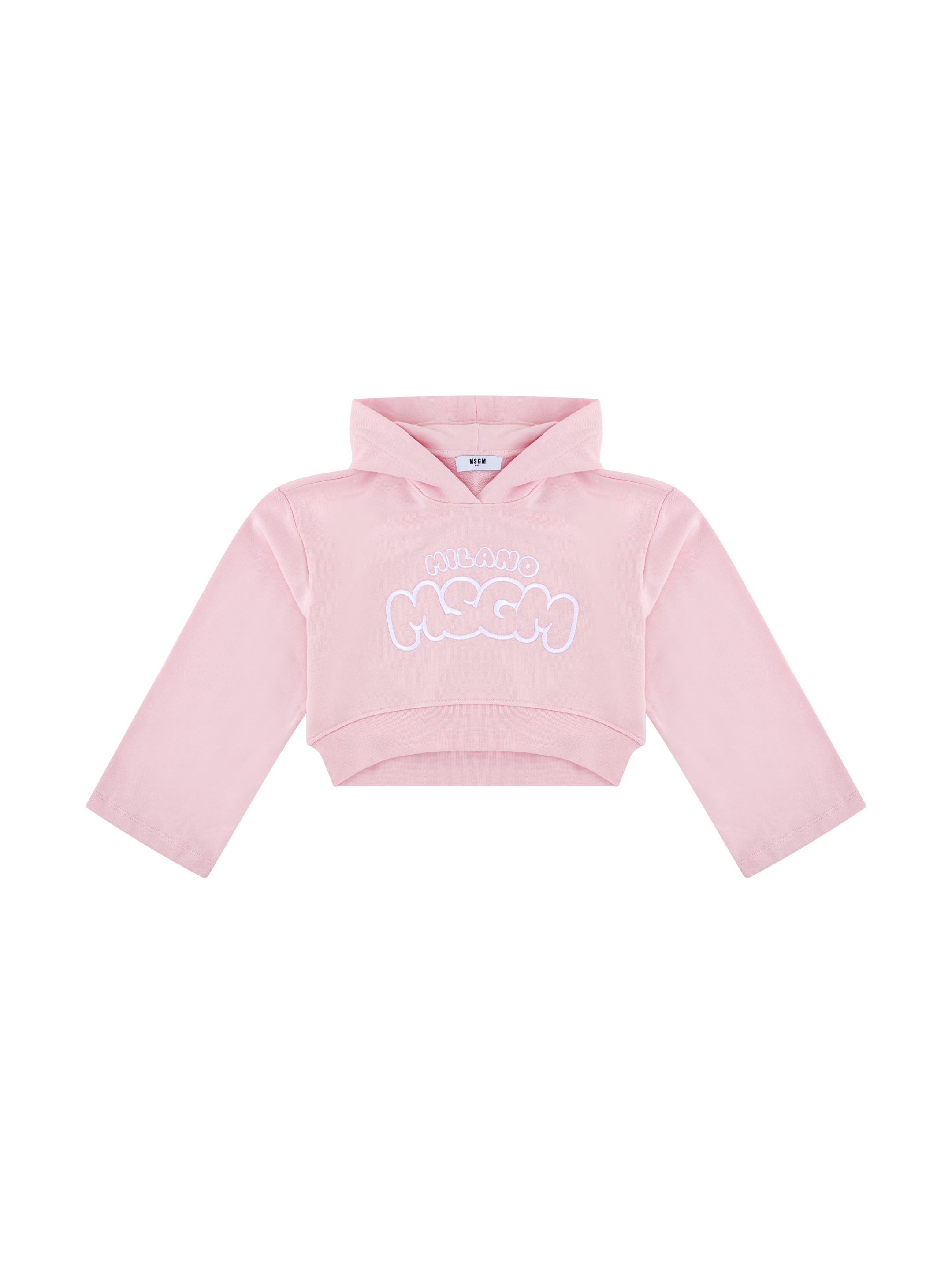 MSGM Kids logo-print cotton hoodie - Pink