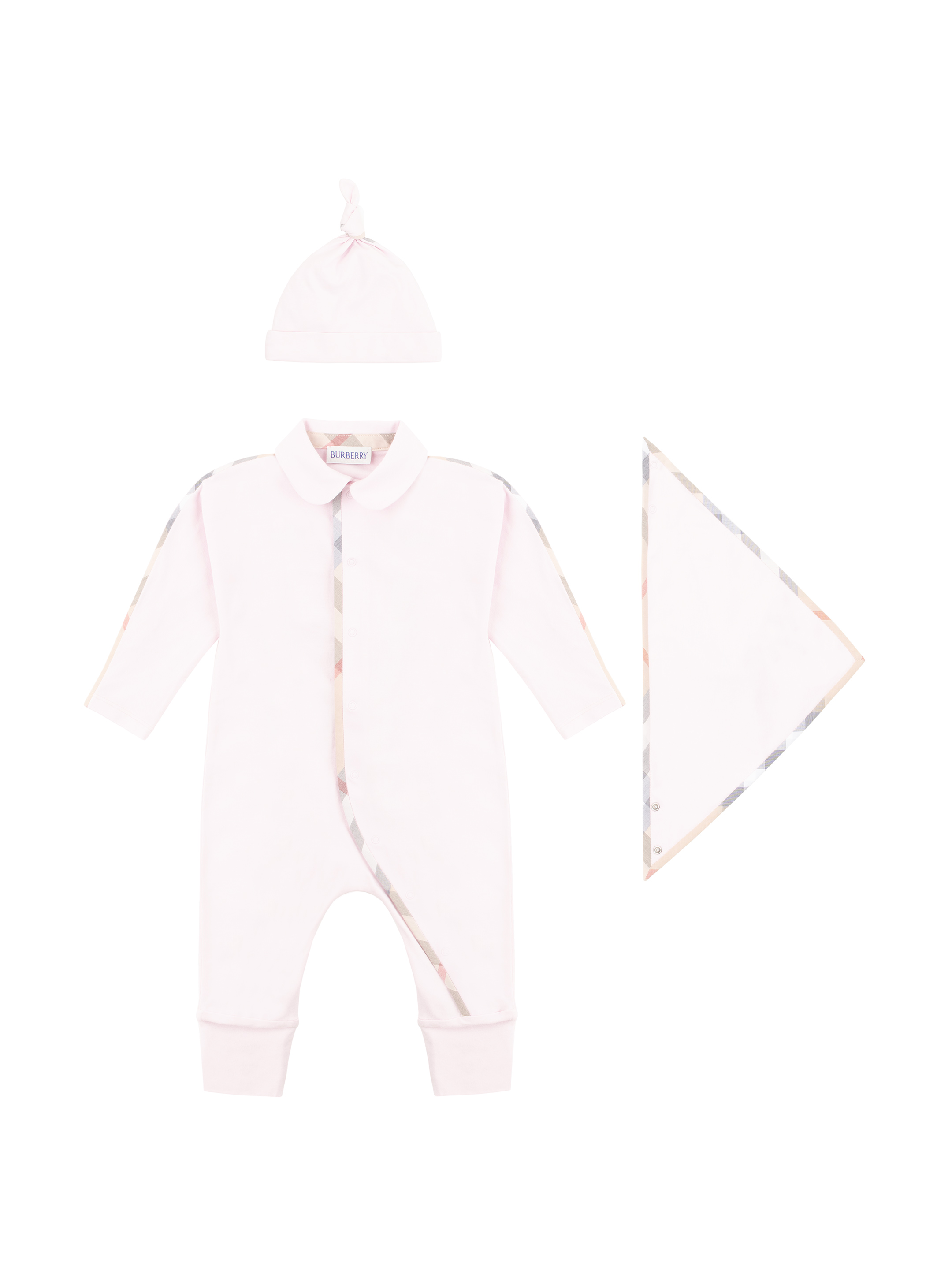 Burberry Set of bodysuit, bib and baby hat for newborns - buy for 169500  KZT in the official Viled online store, art. 8104525.C1909_3M_251